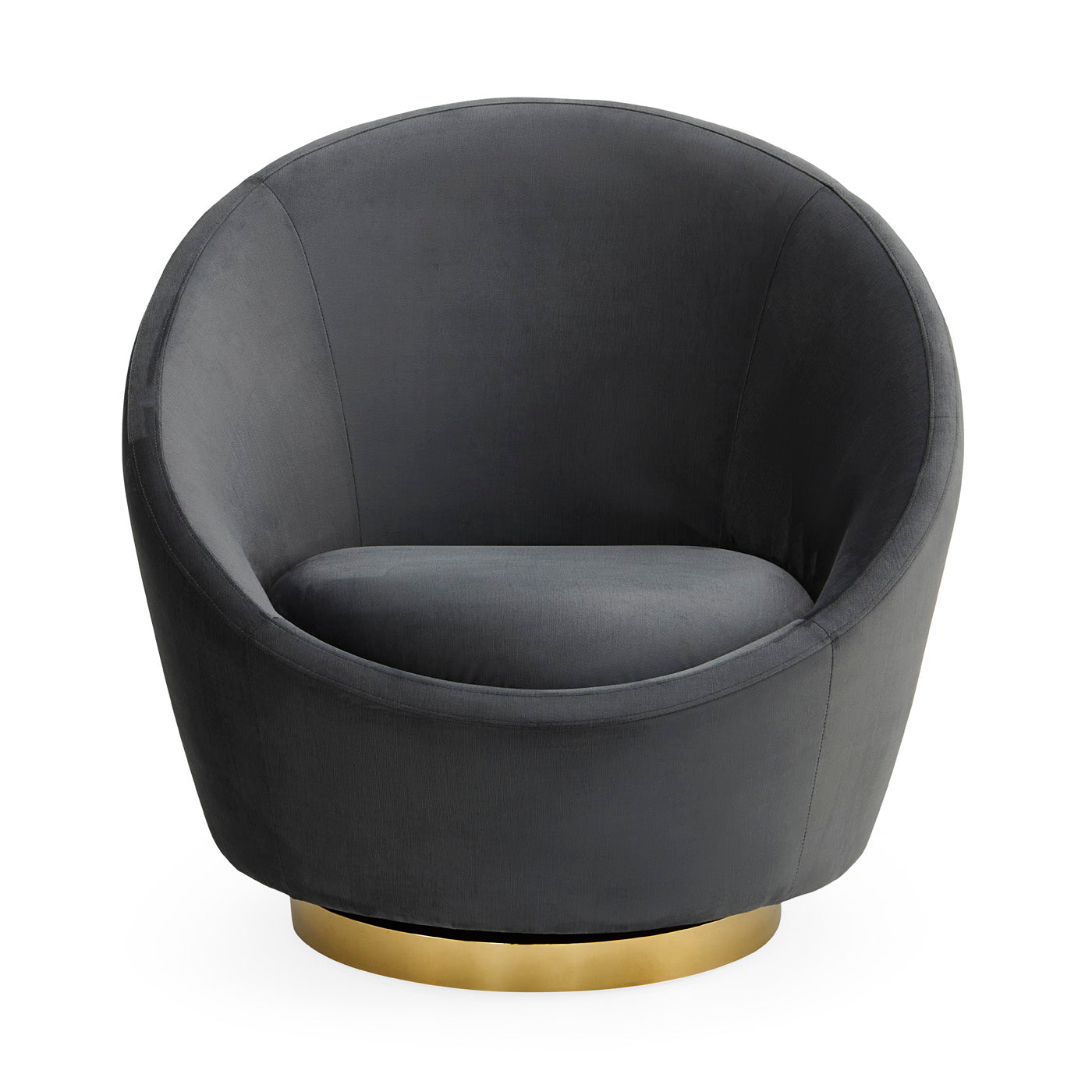 ether swivel chair bergamo charcoal velvet brass base - side view