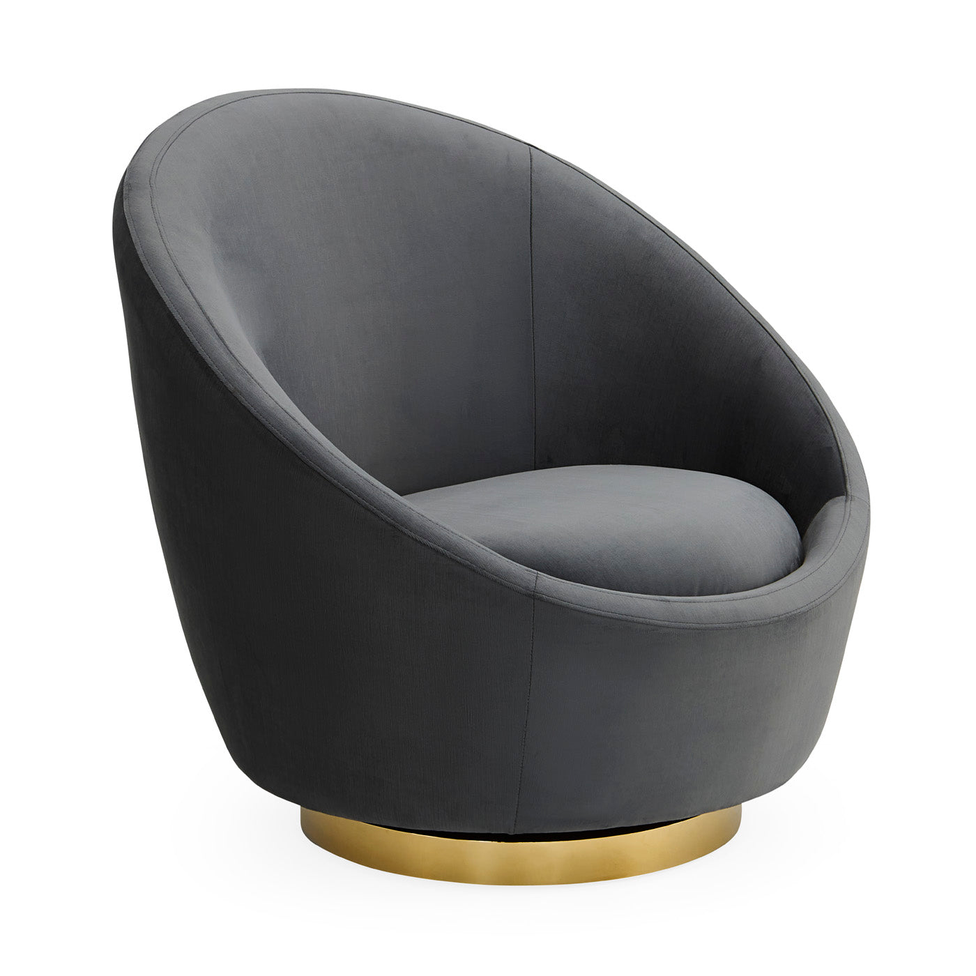 ether swivel chair bergamo charcoal velvet brass base - angle view
