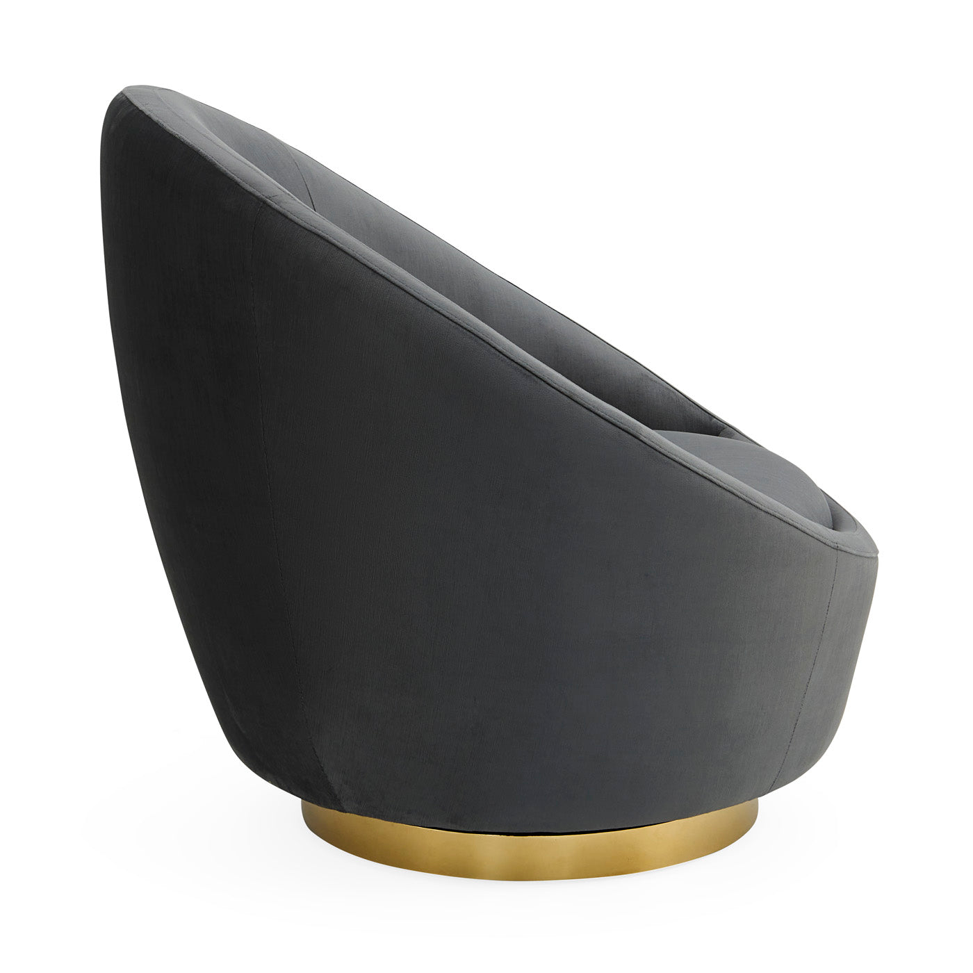 ether swivel chair bergamo charcoal velvet brass base - back view