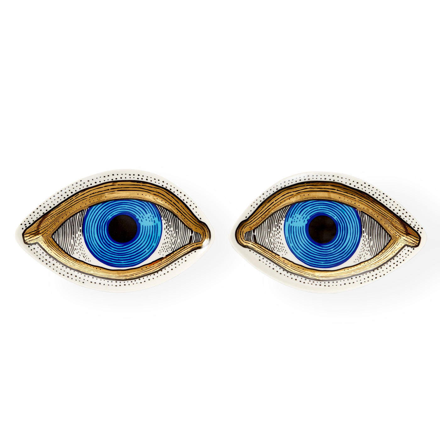 eye trinket tray set of two porcelain blue gold - front view 1