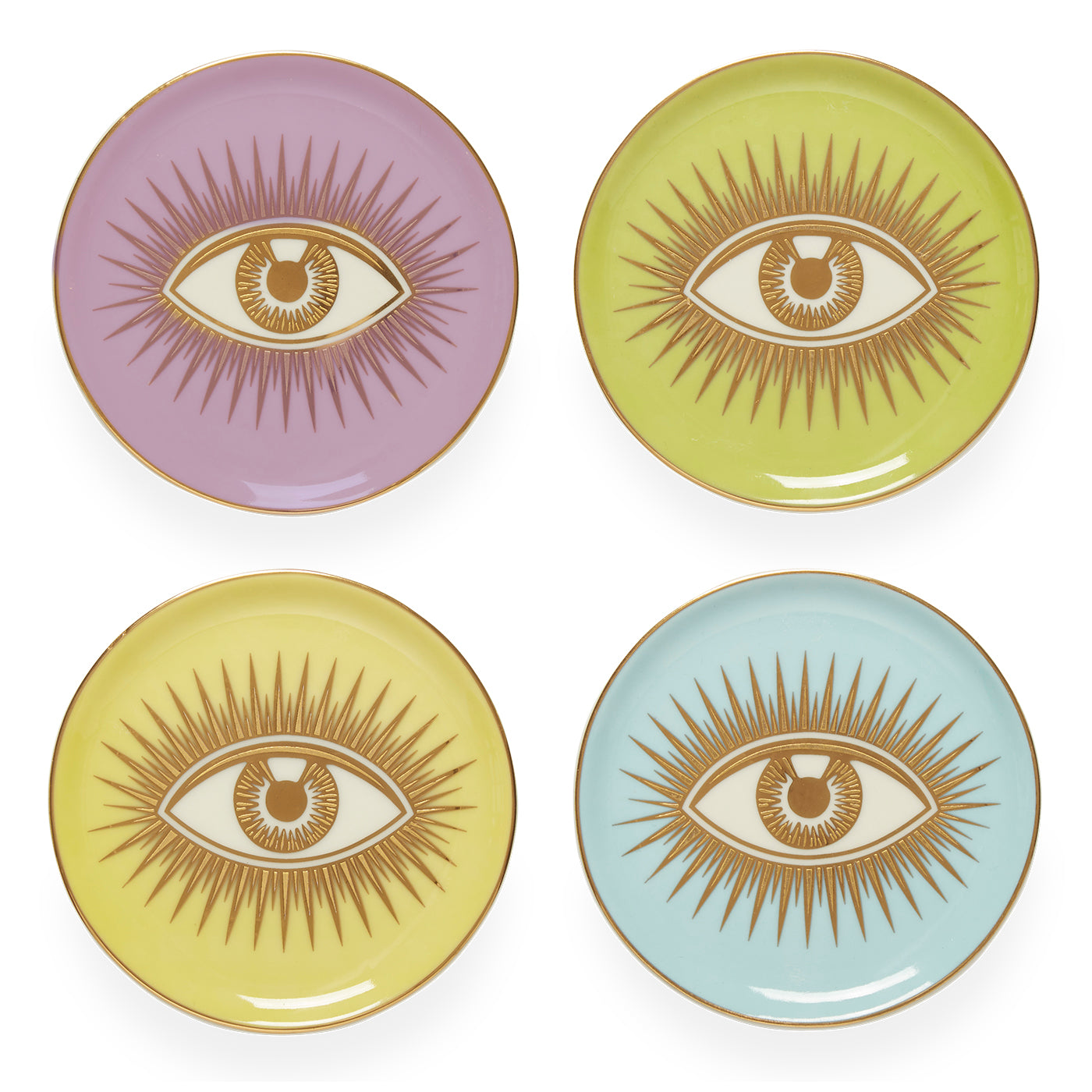le wink coasters porcelain multicolor gold - front view
