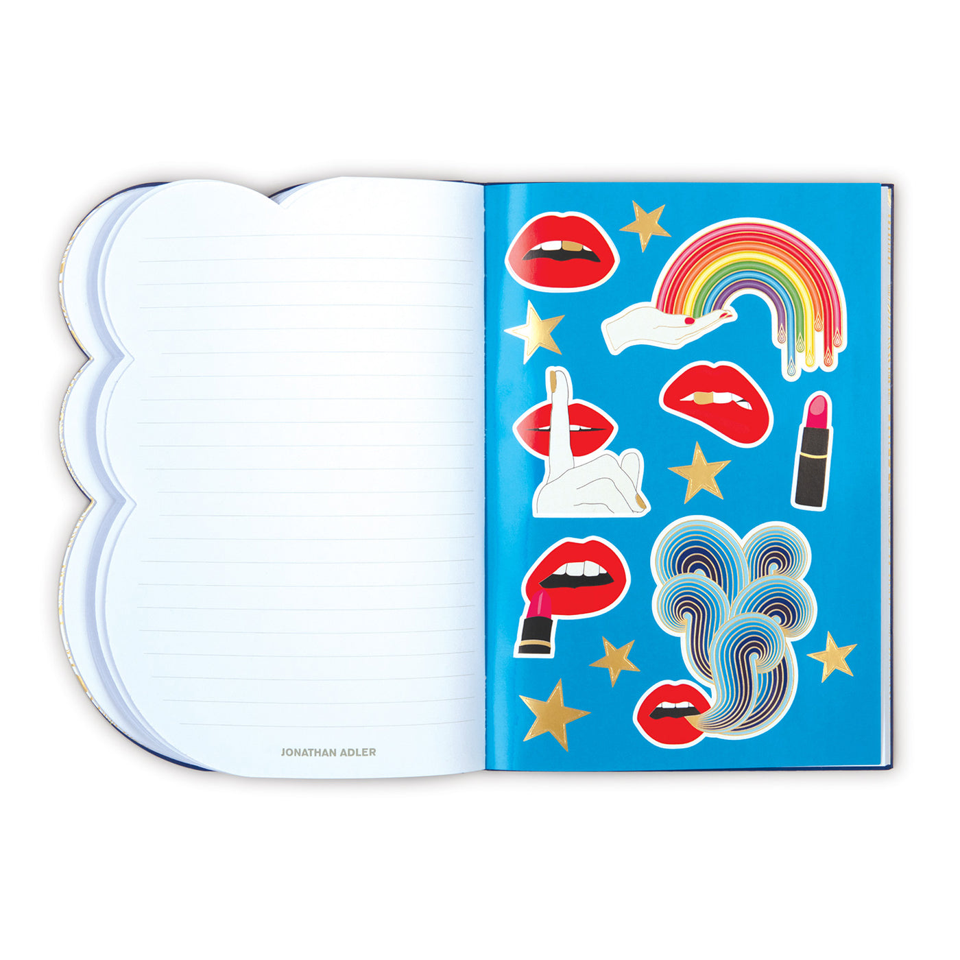 lips journal blue - open front view 1