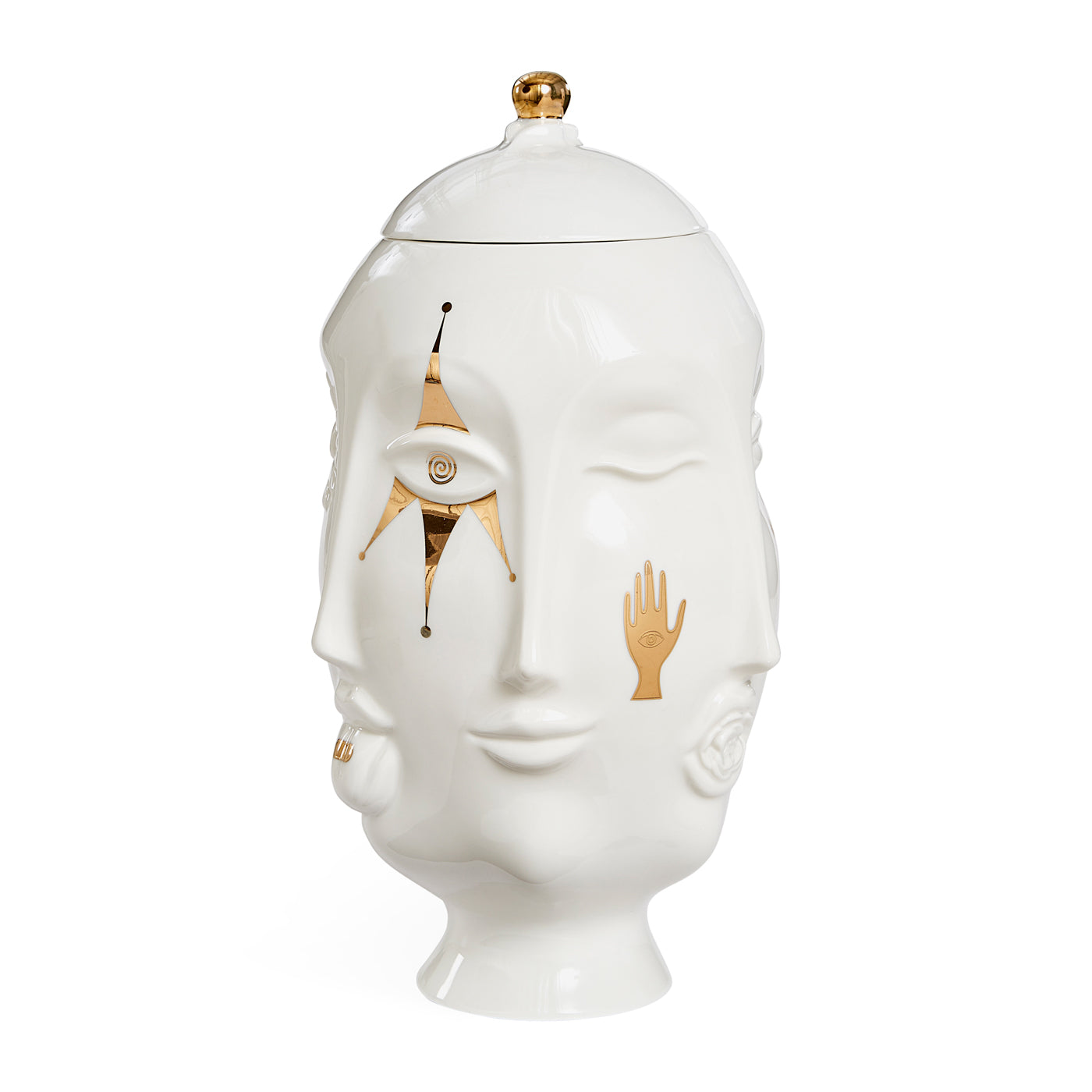 gilded frida urn porcelain white gold accents - view 7