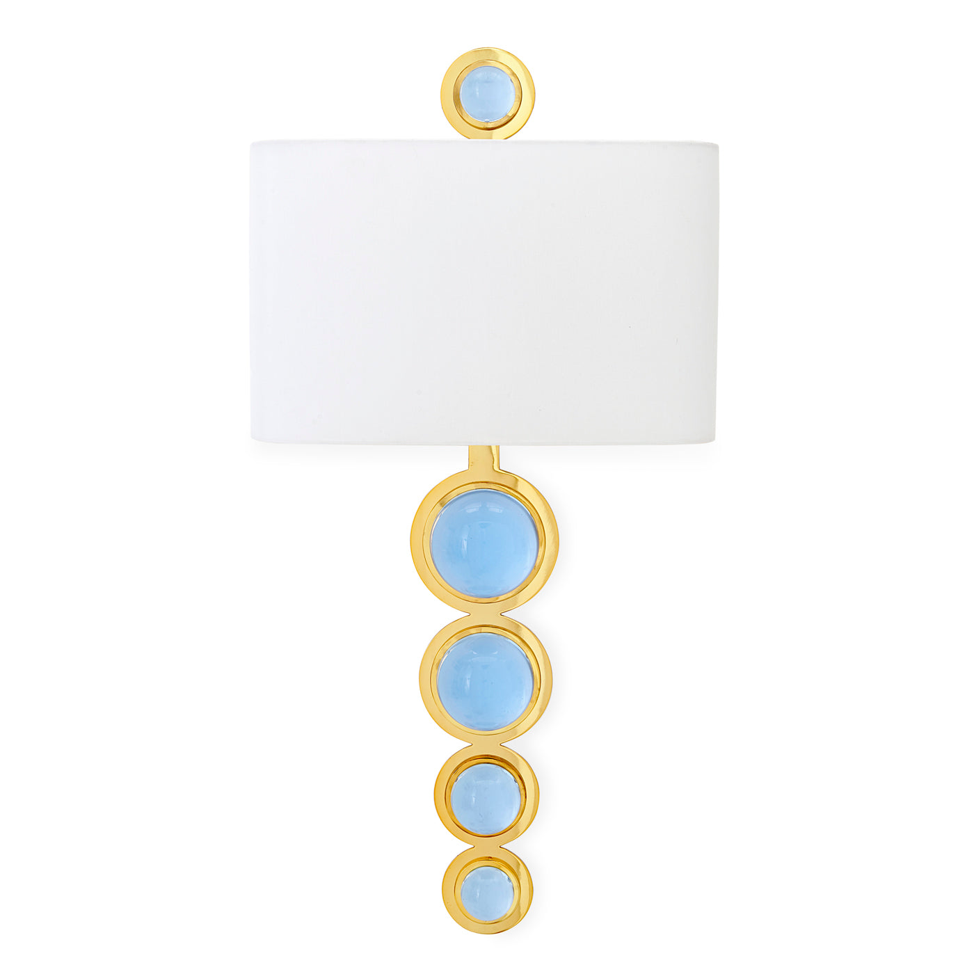 globo sconce acrylic blue brass - front view