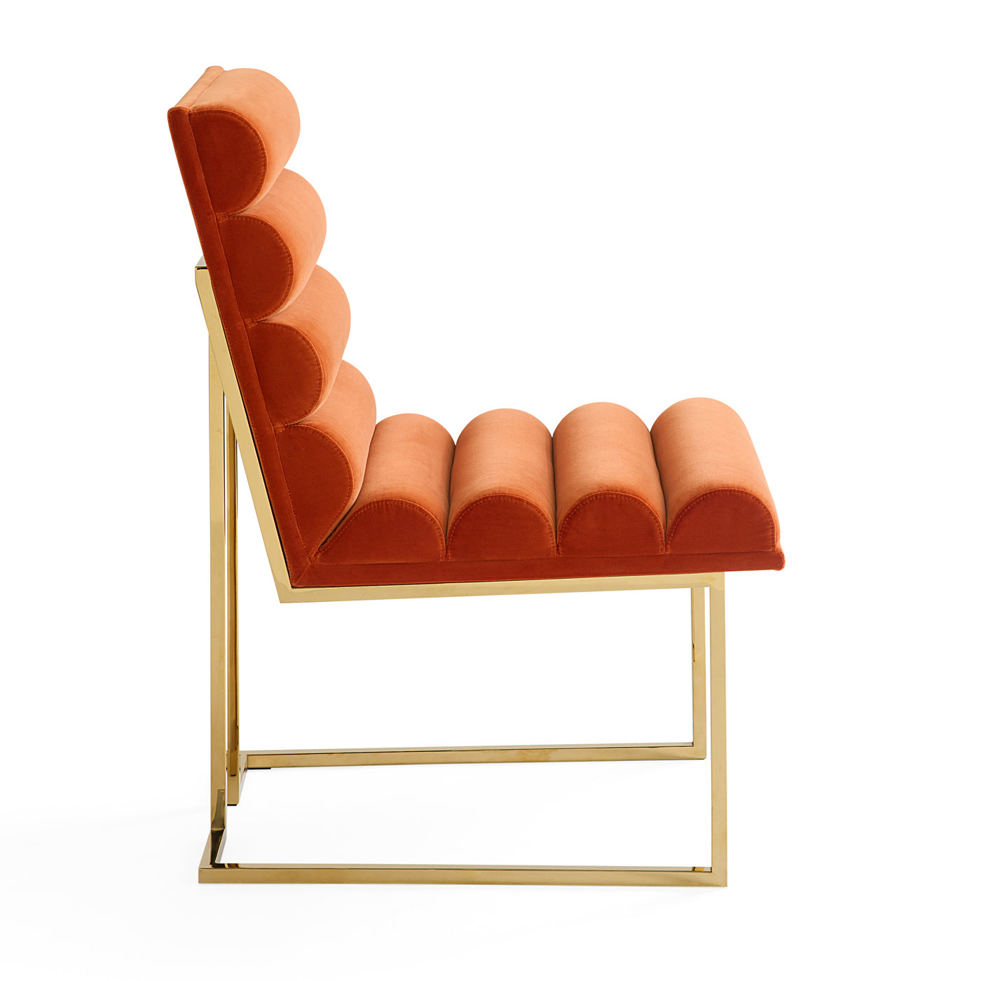 Channeled Goldfinger Dining Chair in persimmon - side view