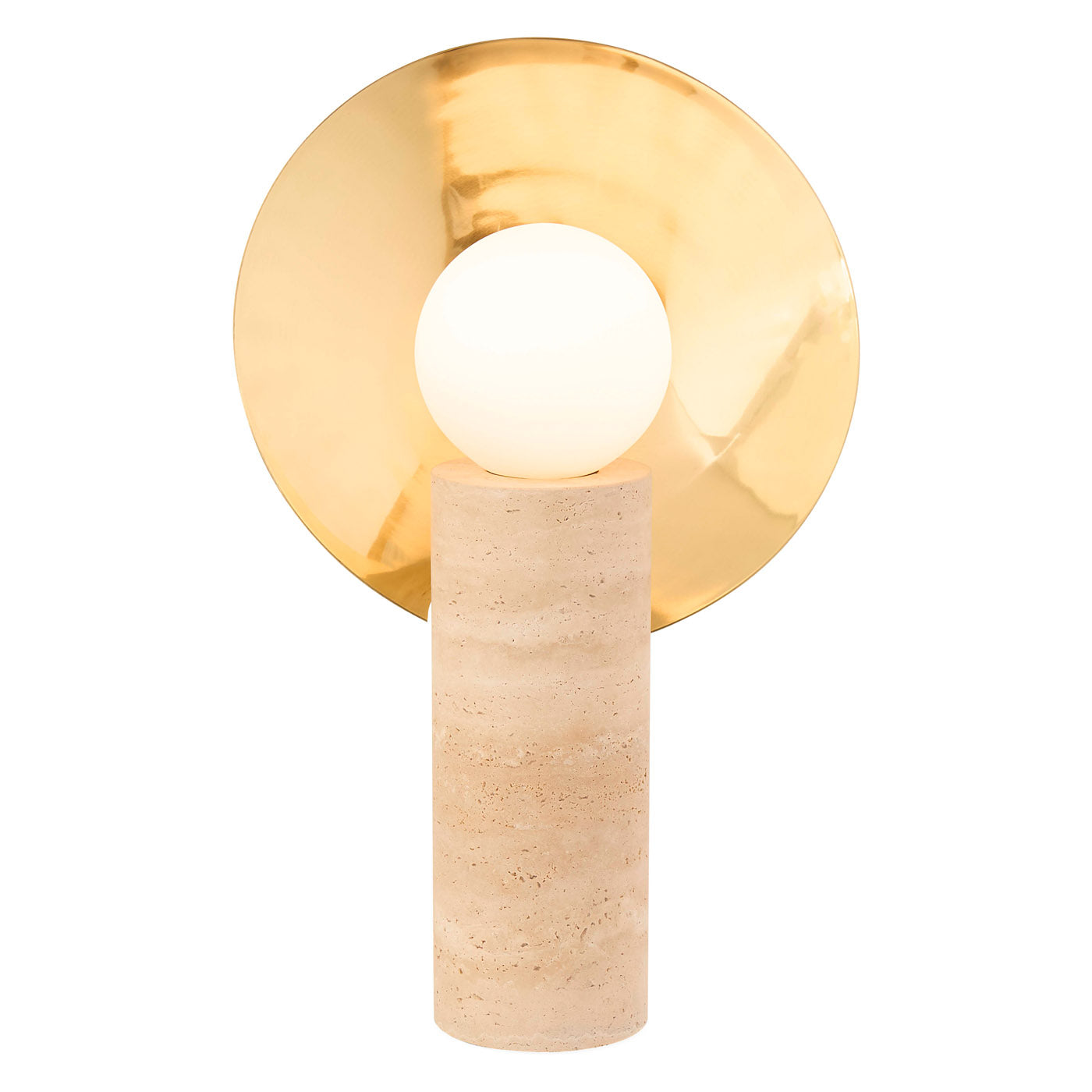 Halo Travertine Table Lamp - front view