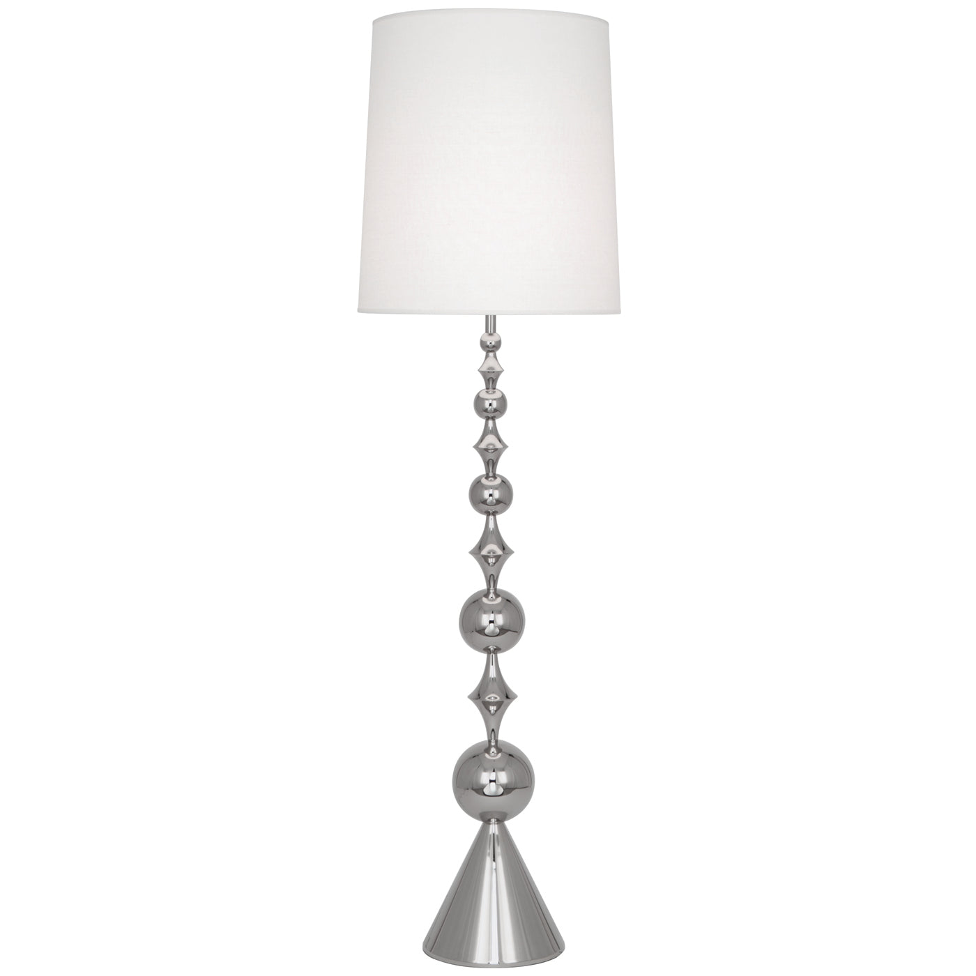 harlequin floor lamp brass shade linen - front view