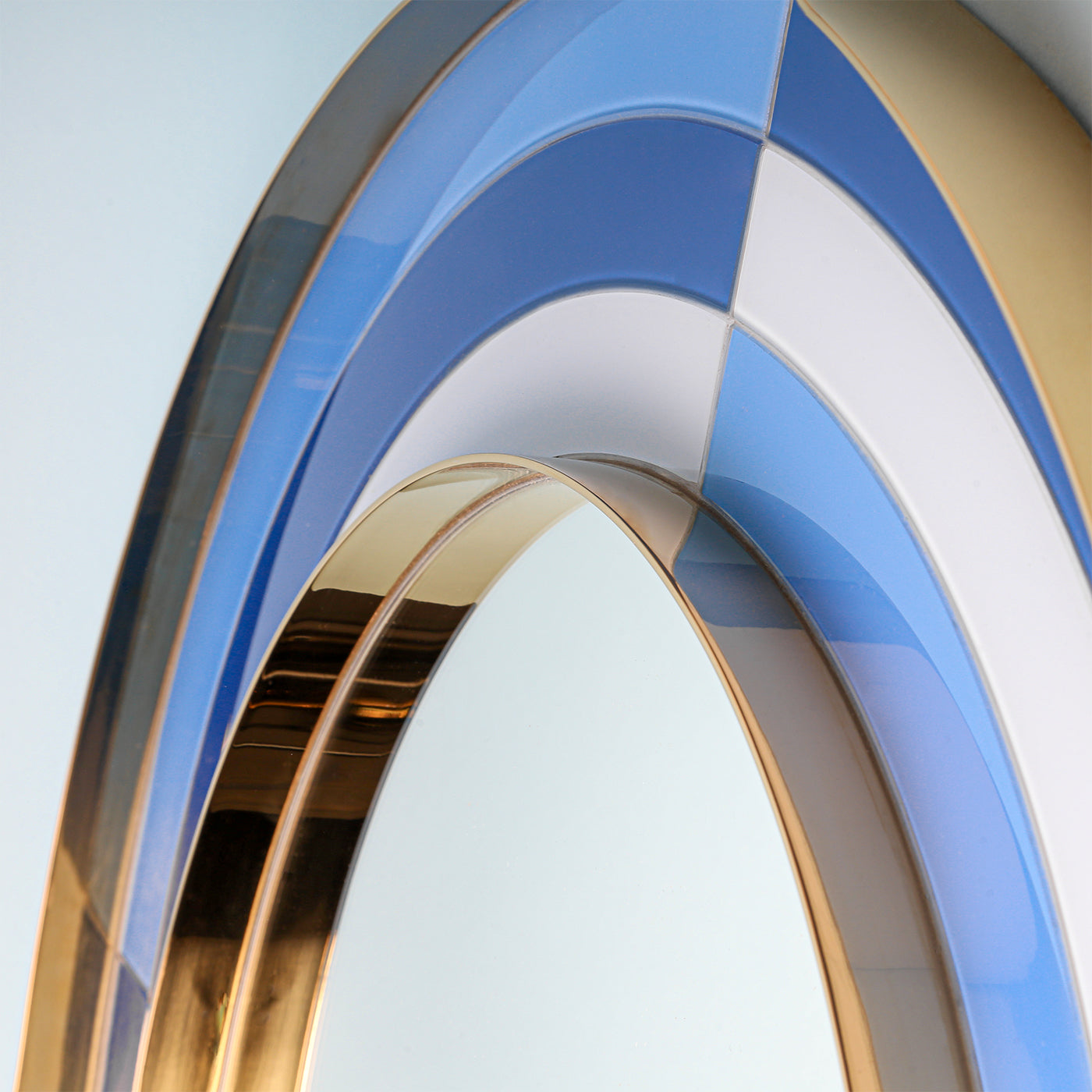 harlequin round mirror back-painted glass multi - front view