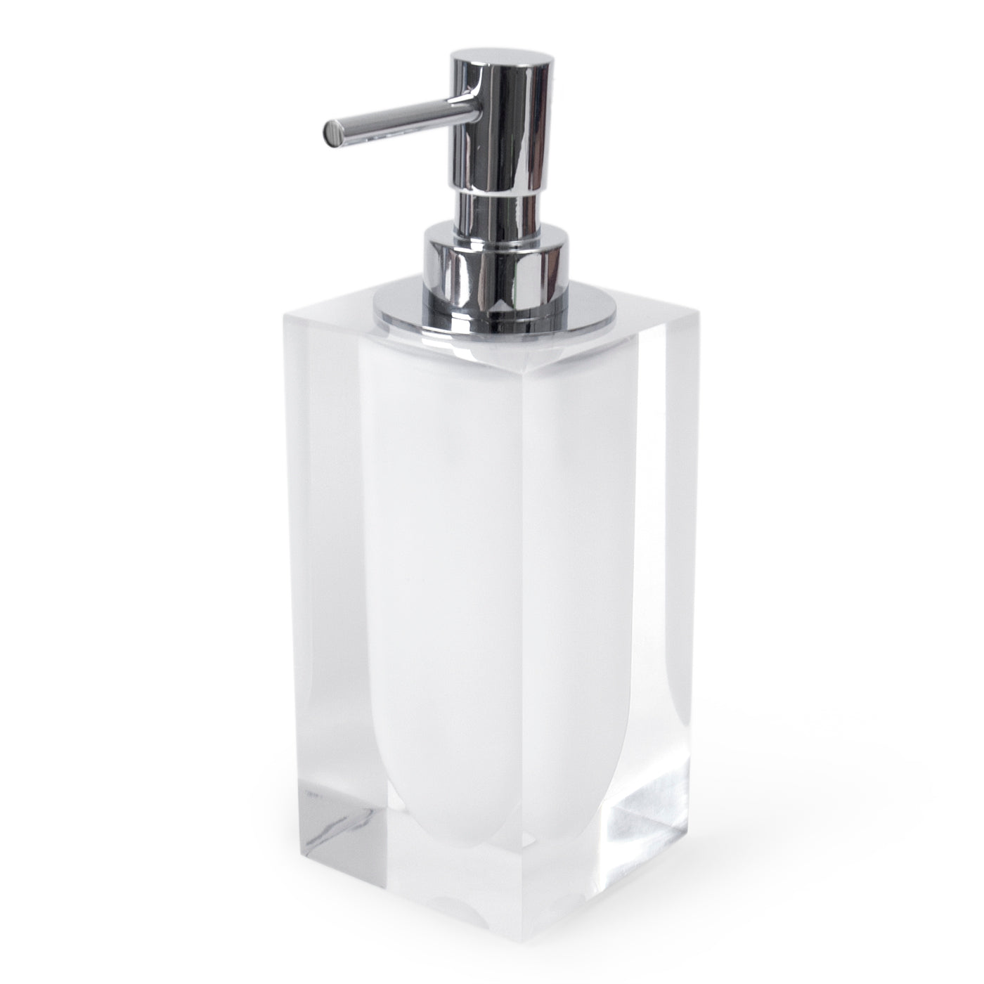hollywood soap dispenser acrylic clear white - angle view