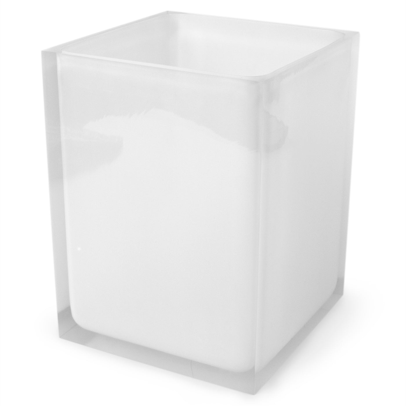 hollywood wastebasket acrylic clear white - angle view