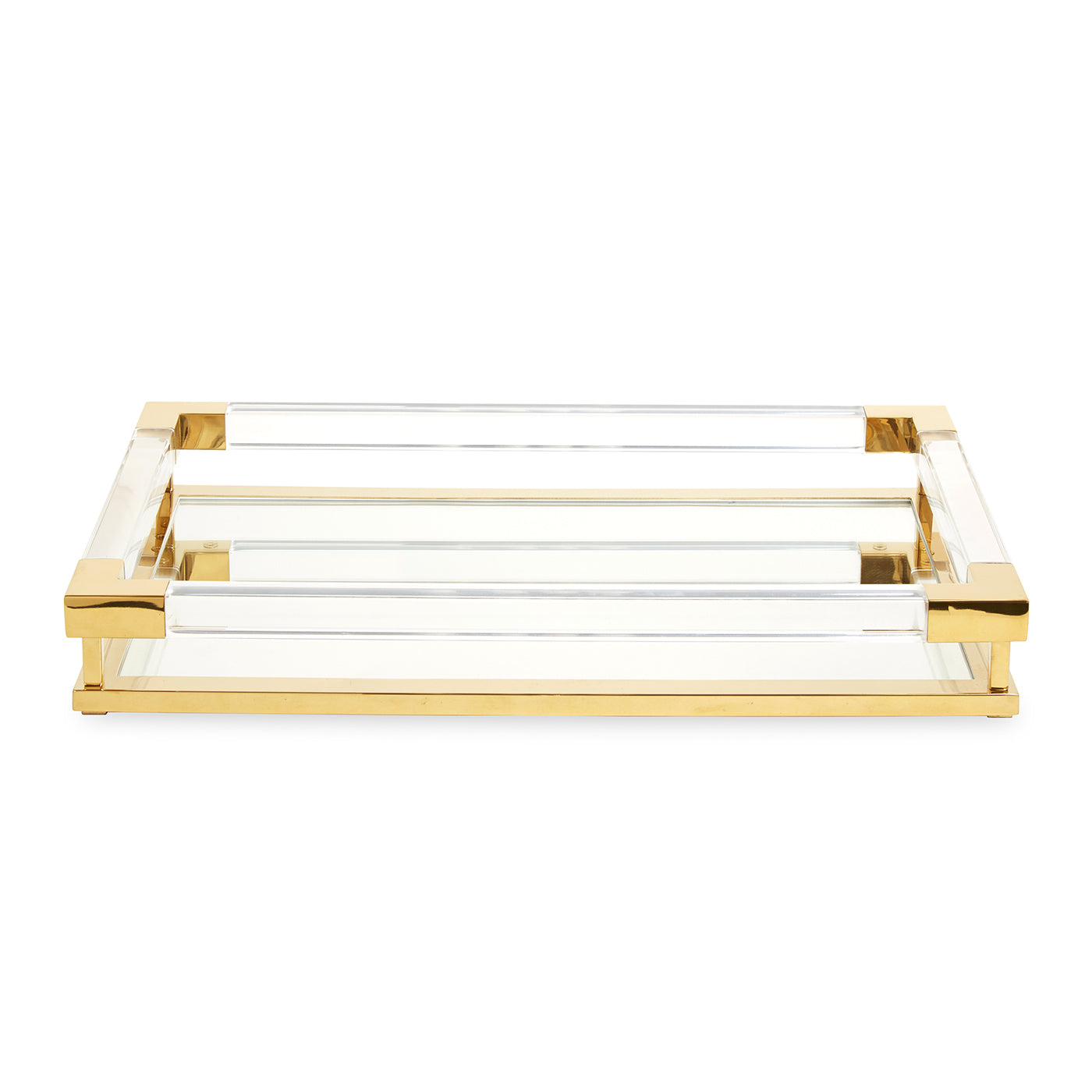 jacques tray clear acrylic brass - front view