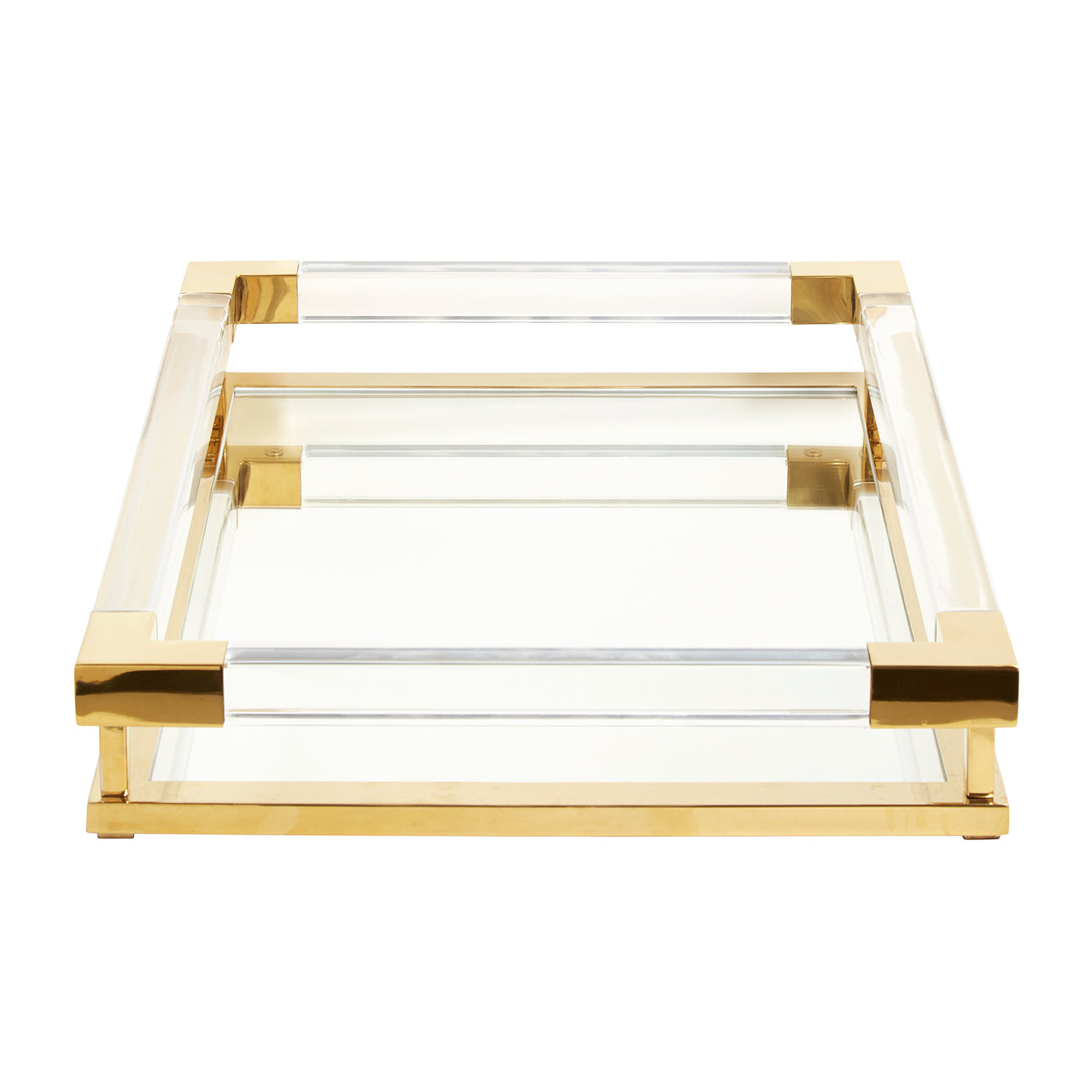 jacques tray clear acrylic brass - side view
