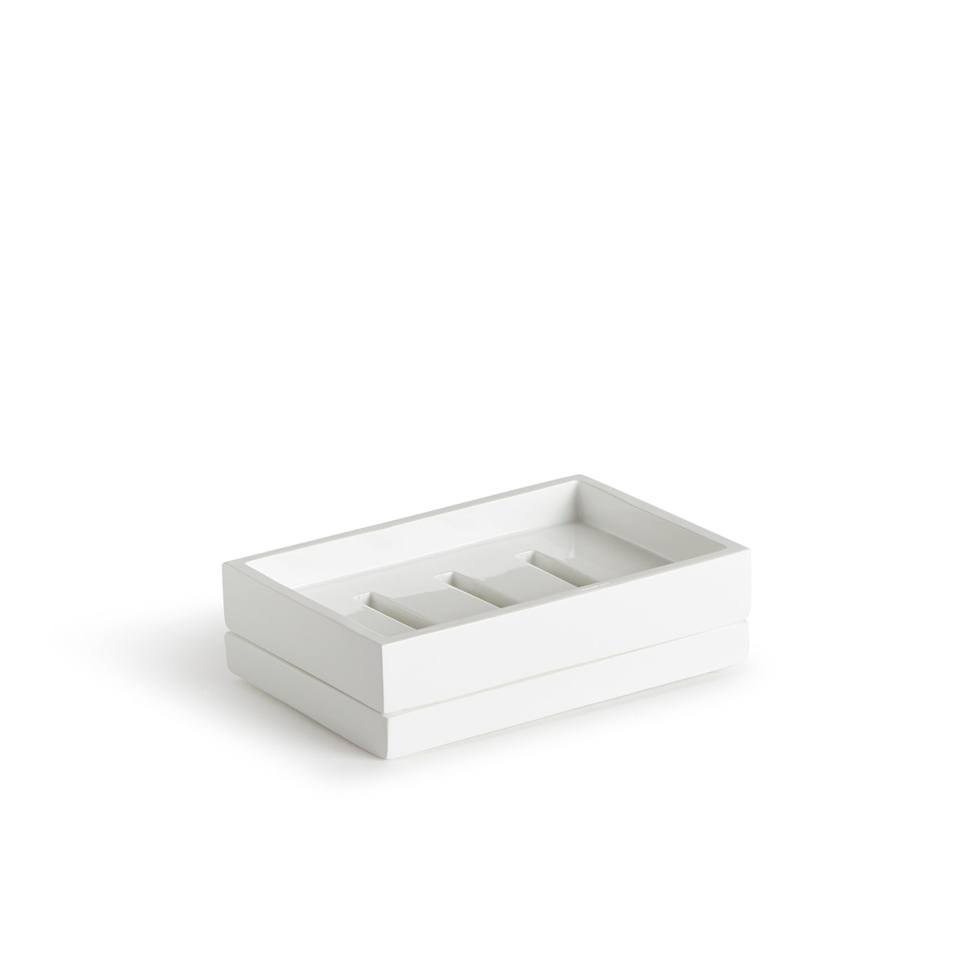 lacquer soap dish white - angle view