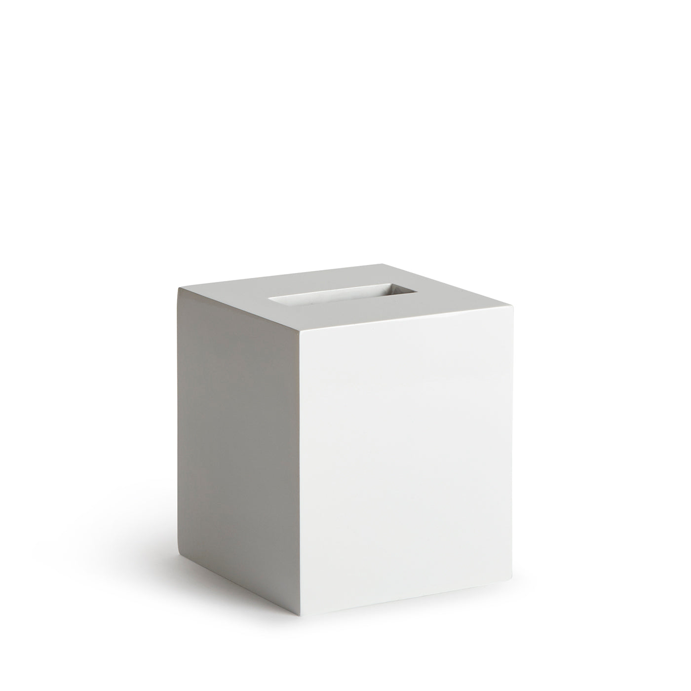 lacquer tissue box white - angle view