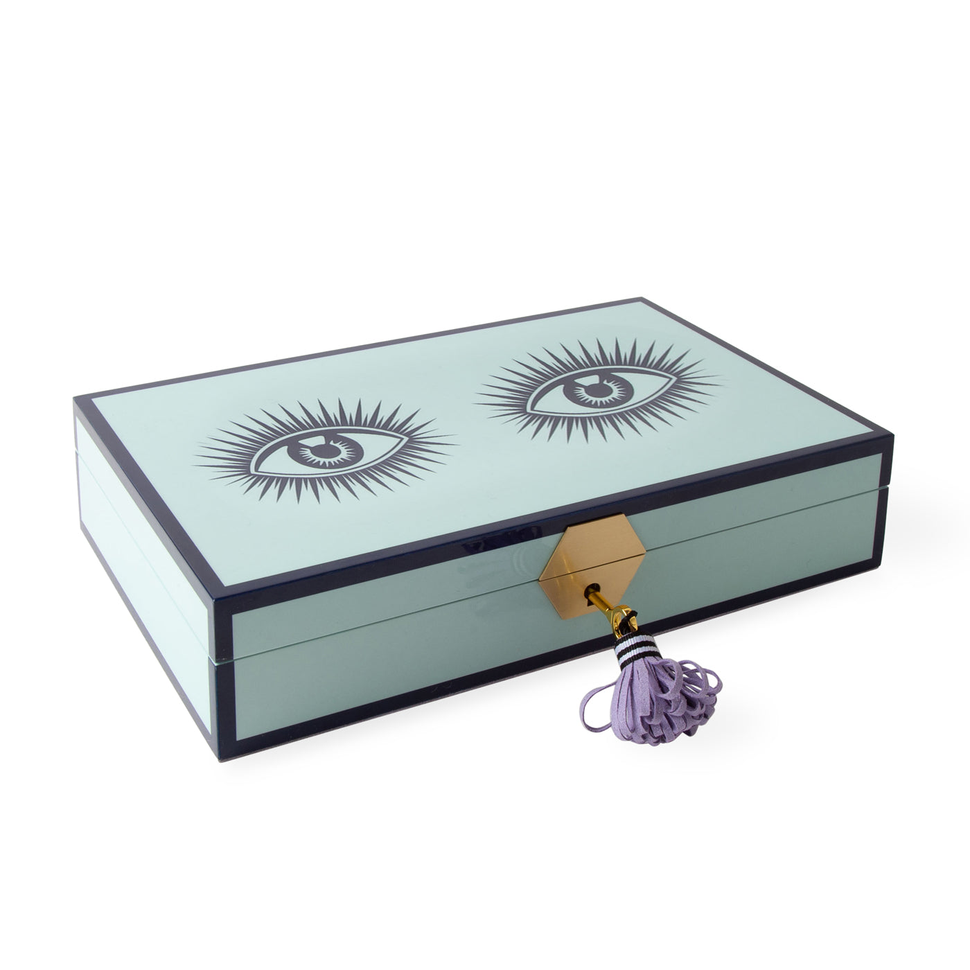 le wink jewelry box lacquer blue purple - angle view