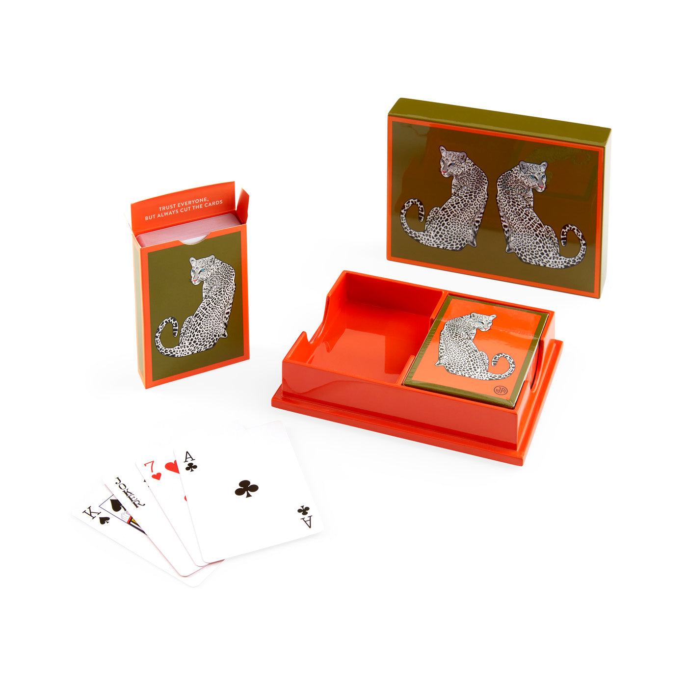 leopard lacquer card set orange - styled view
