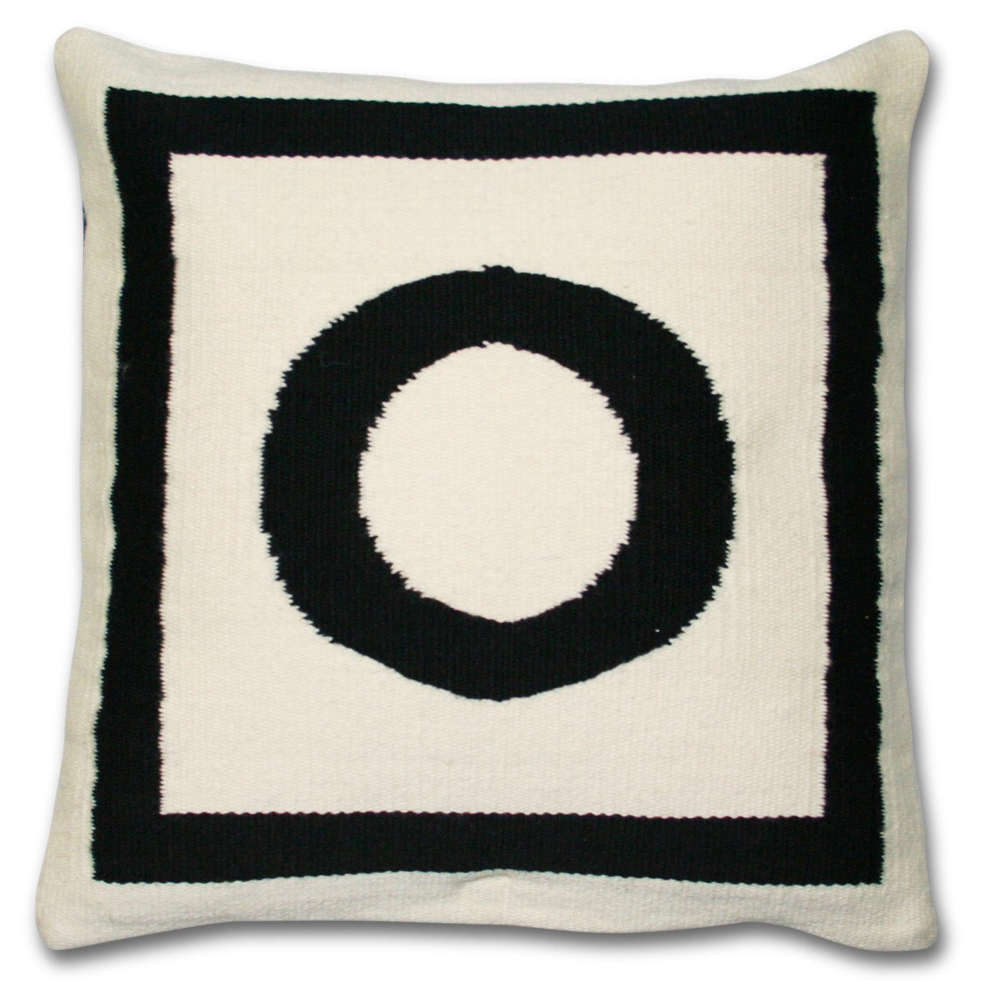 o reversile letter throw pillow wool hand loomed black white - front view