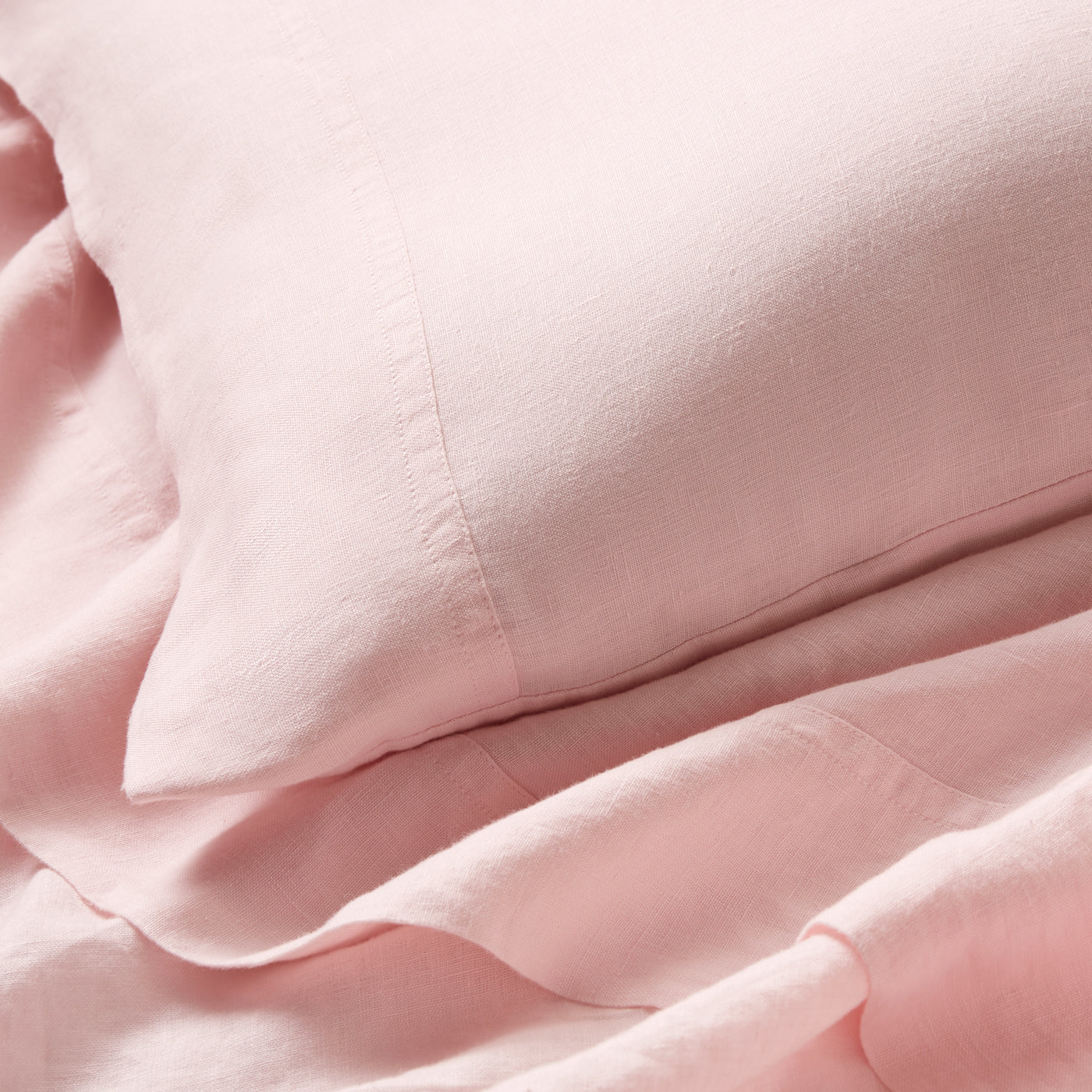 getaway linen sheet set blush - detail view