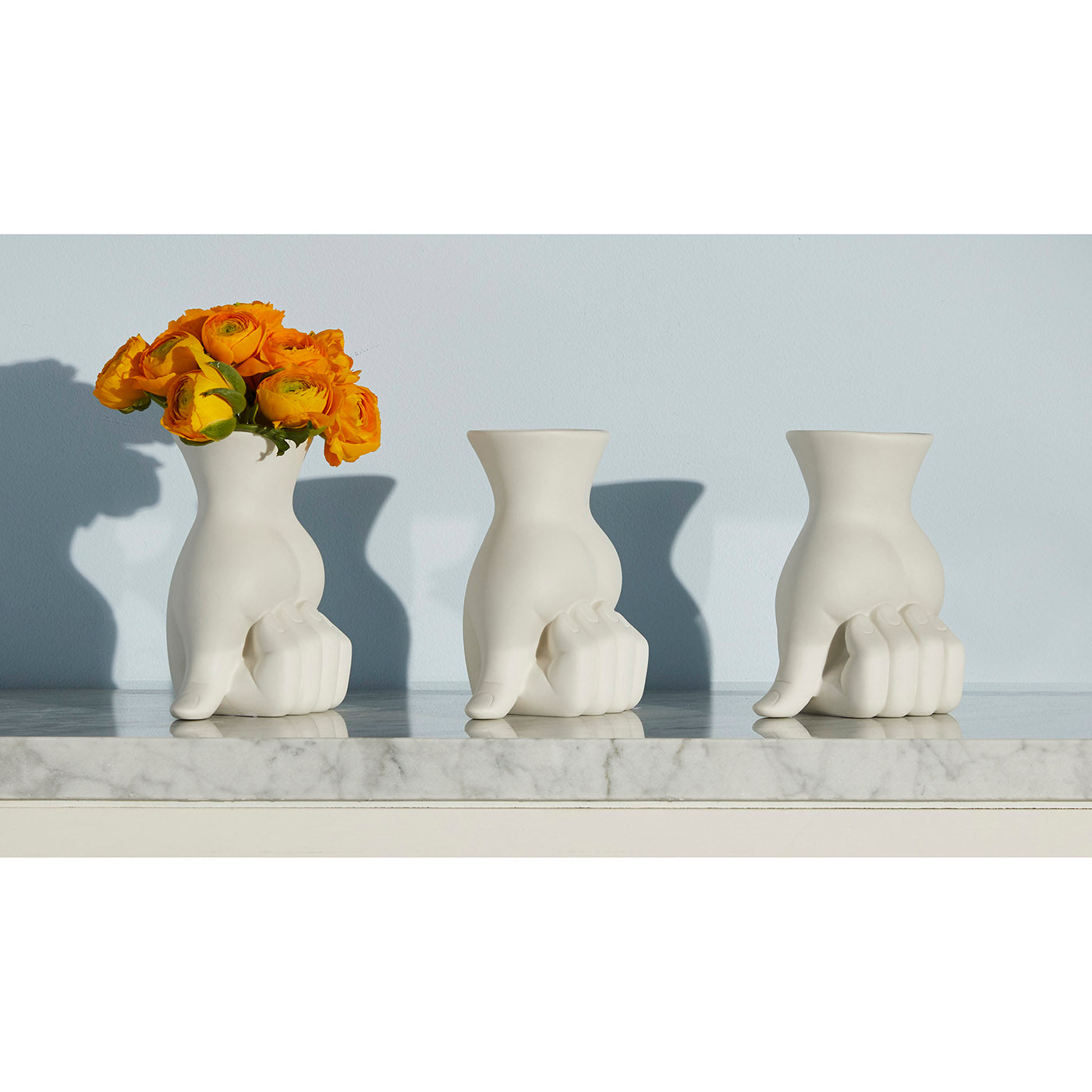 marcel vases trio with flowers - styled view