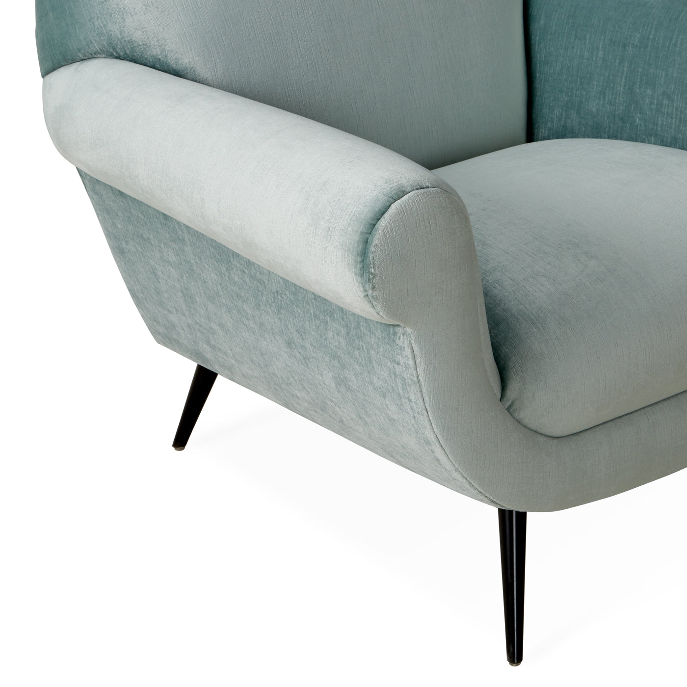 marcello lounge chair brussels cape blue velvet legs metal - detail view