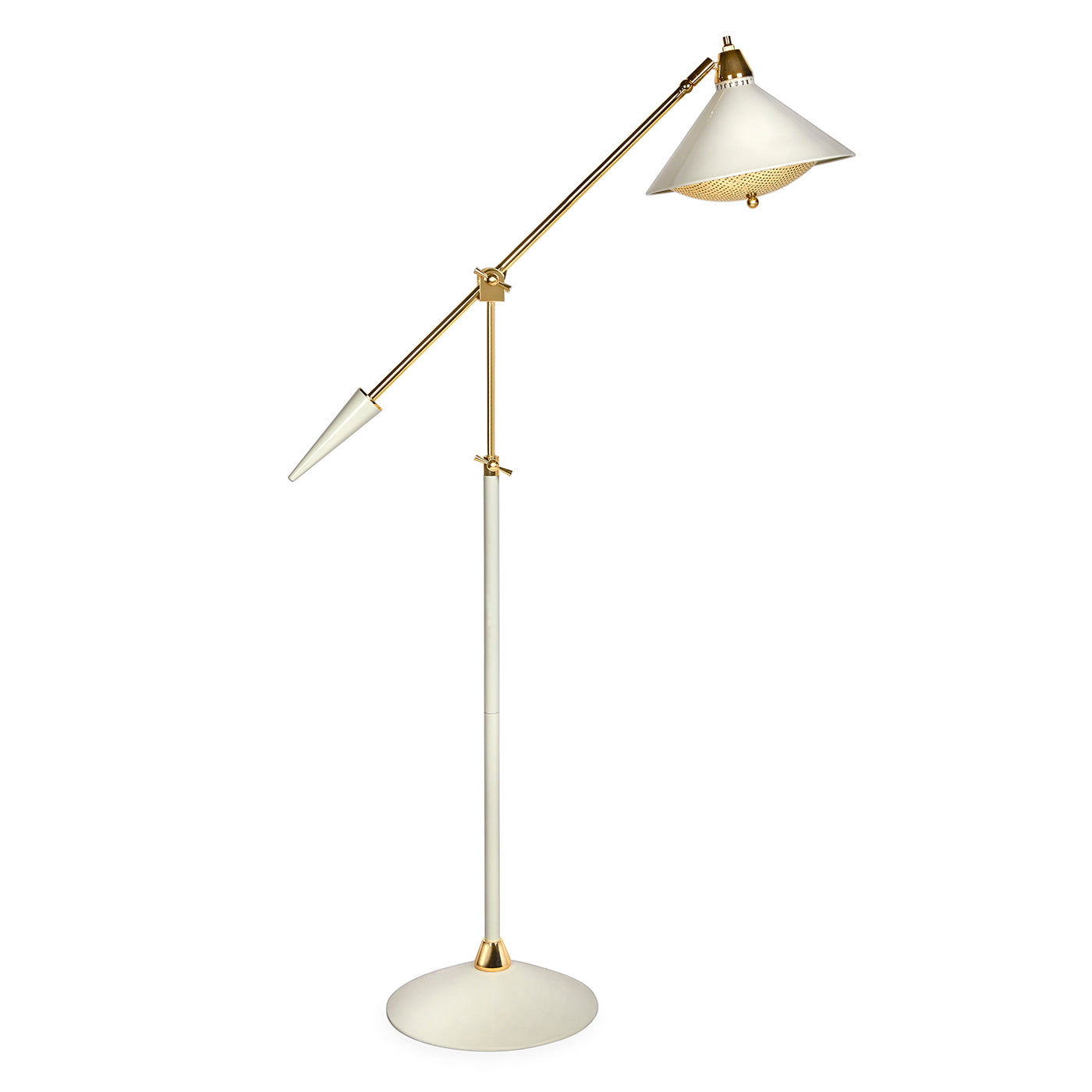 maxime task floor lamp brass antique white - front view