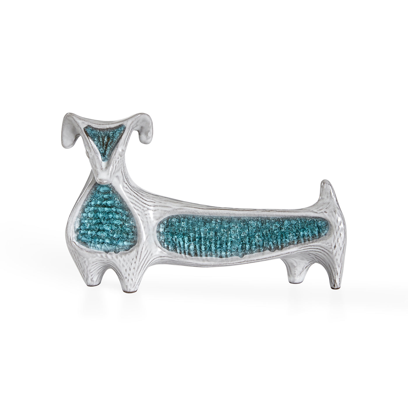 glass menagerie dachshund stoneware aquamarine glass - front view