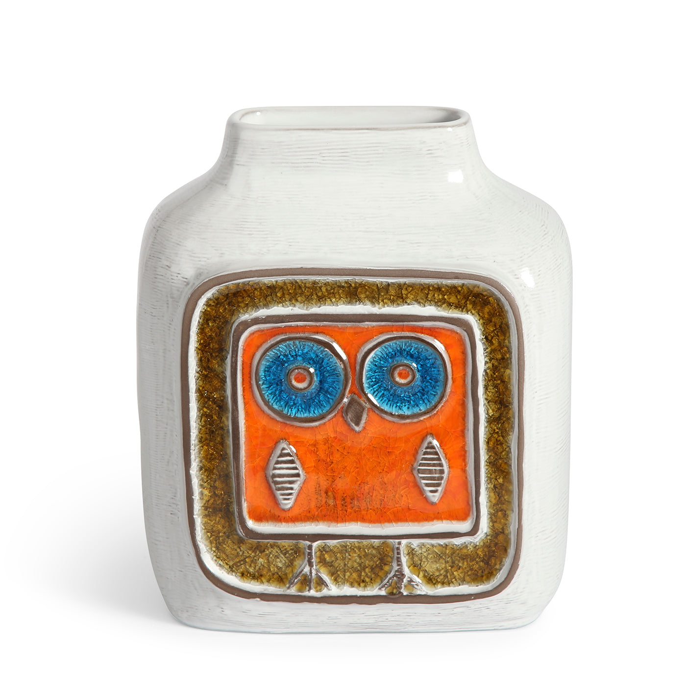 glass menagerie owl vase stoneware colored glass - front view