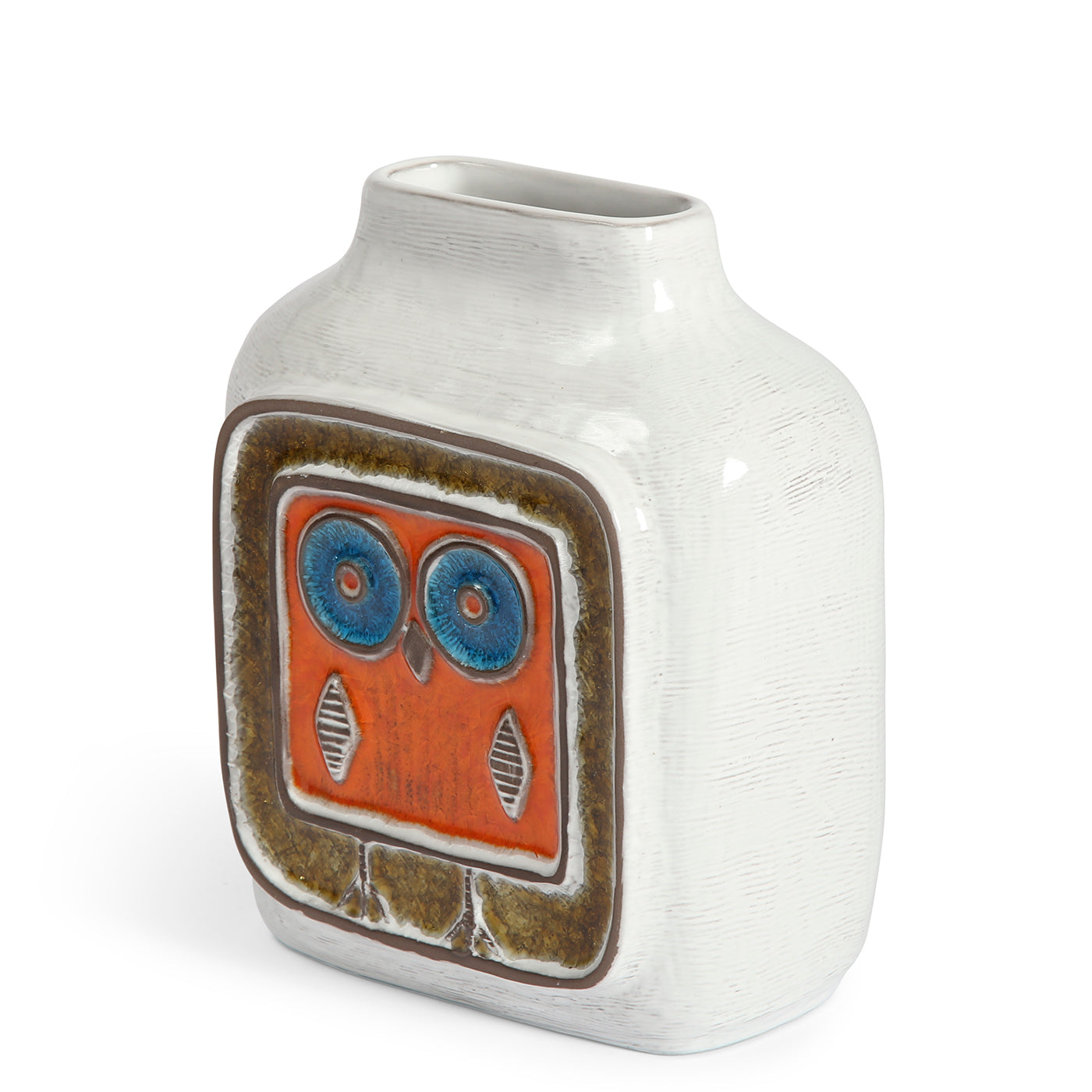 glass menagerie owl vase stoneware colored glass - side view