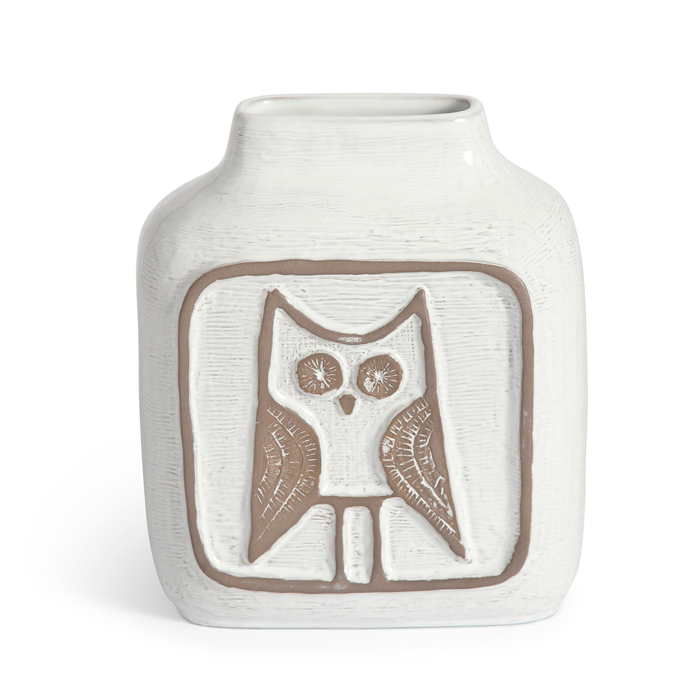 glass menagerie owl vase stoneware colored glass - angle view 2