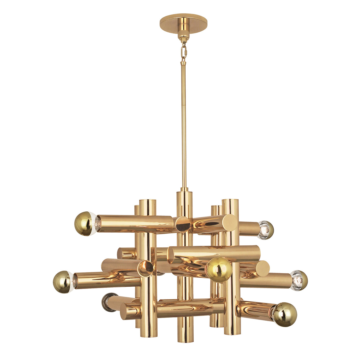 milano kinetic chandelier brass - front view