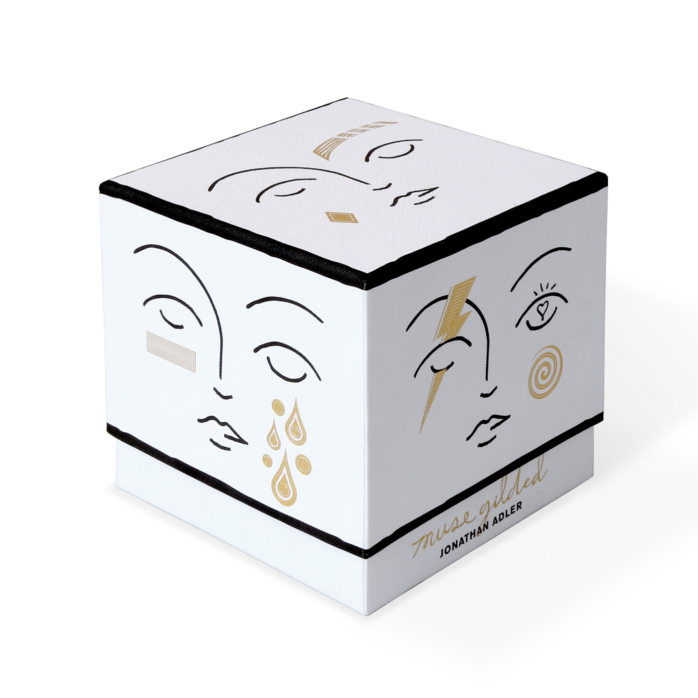 gilded muse candle box black white - angle view