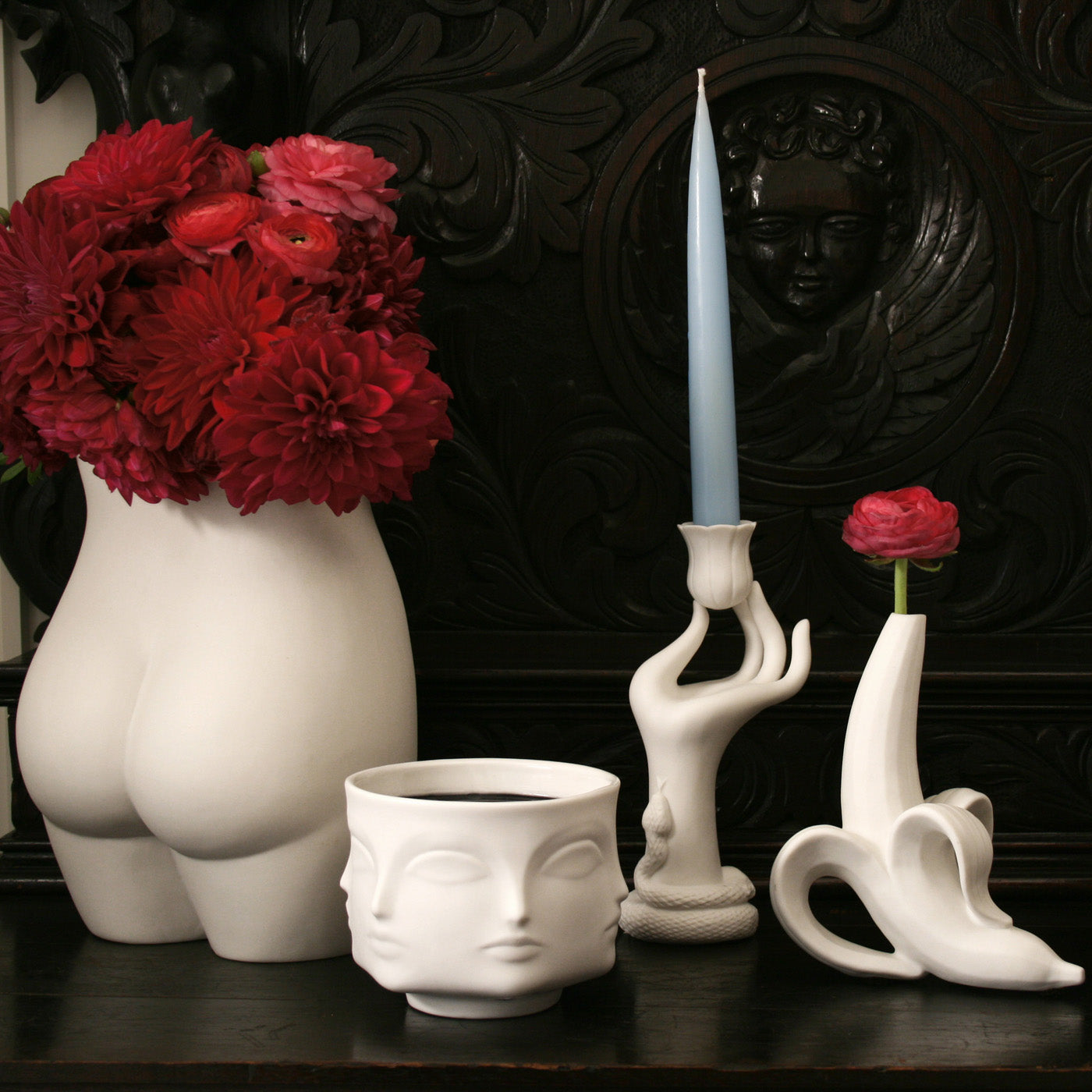 edie vase porcelain white - side view