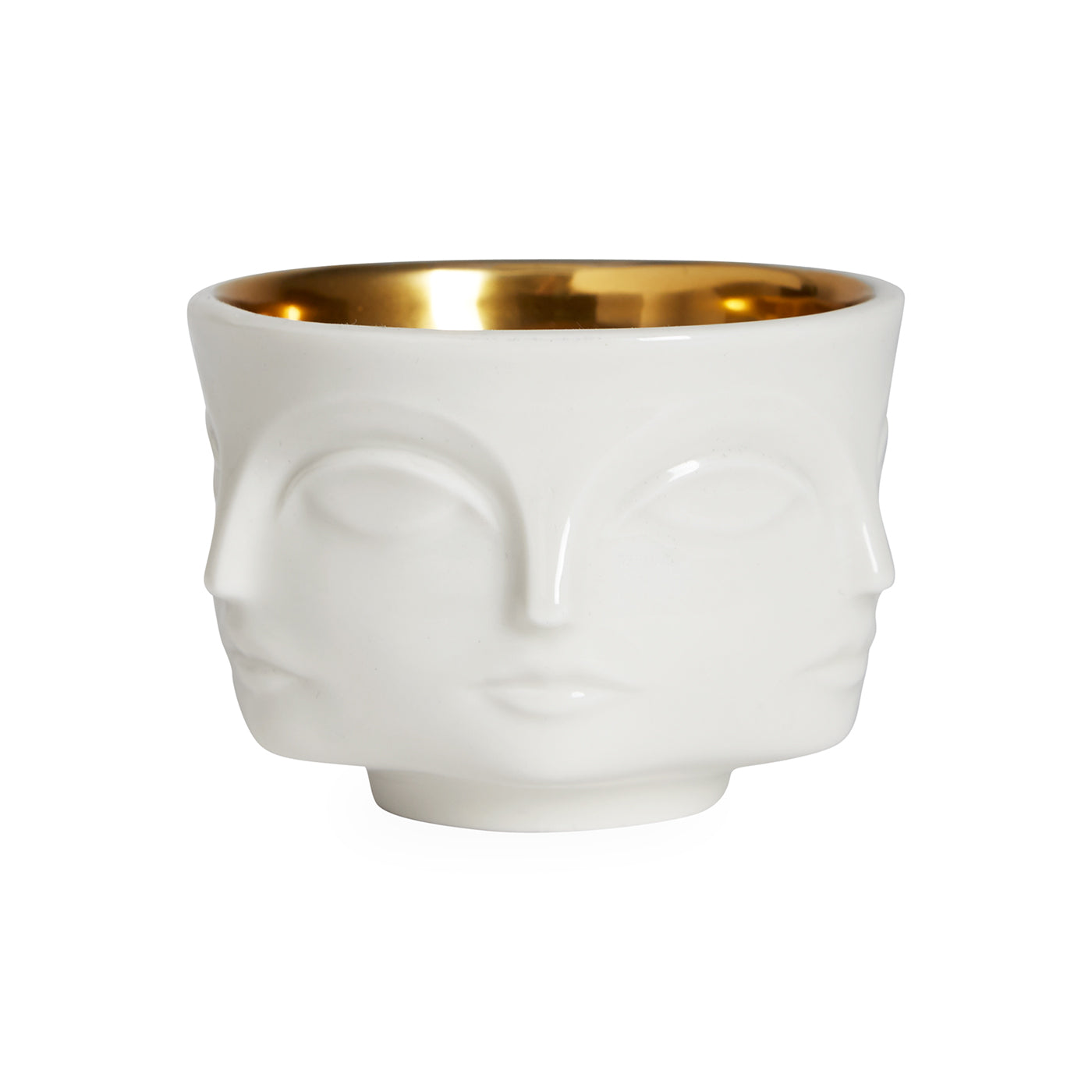 muse votive holder porcelain white interior gold - front view
