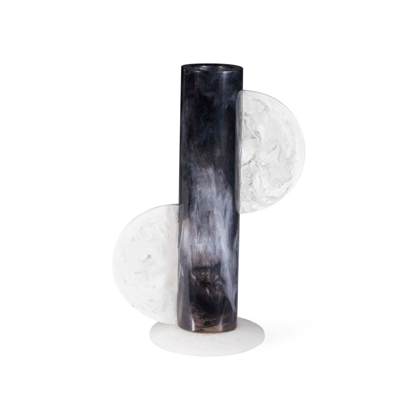 Mustique Black & White Cylinder Vase - back view