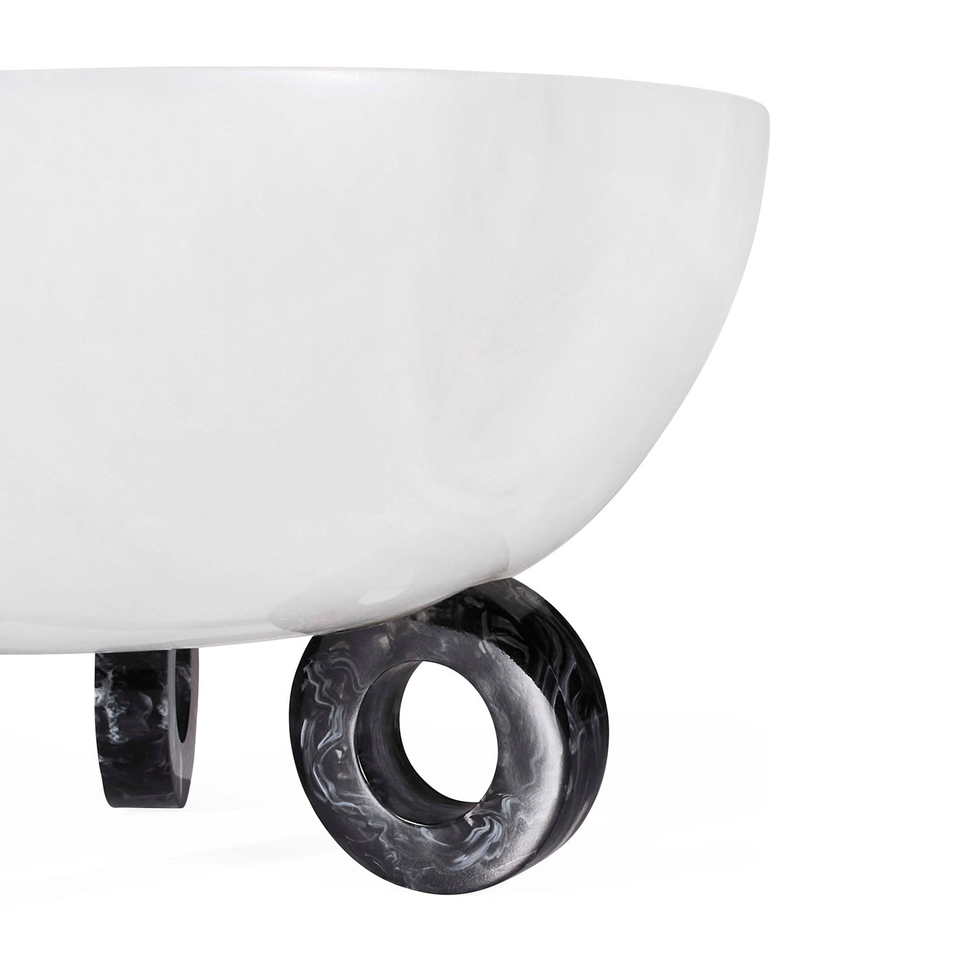 Mustique Black & White Disc Bowl - side view