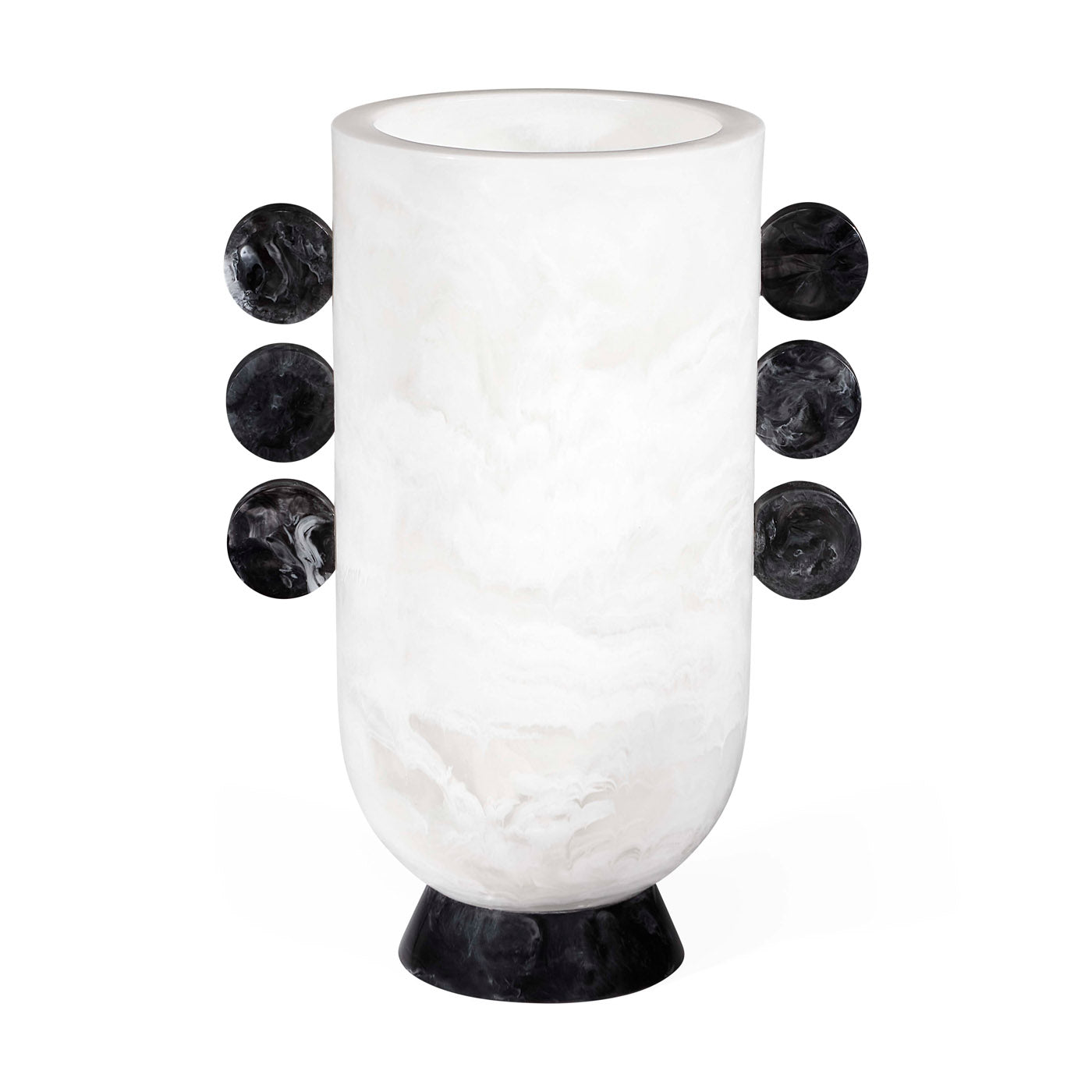 Mustique Black & White Disc Urn - front view