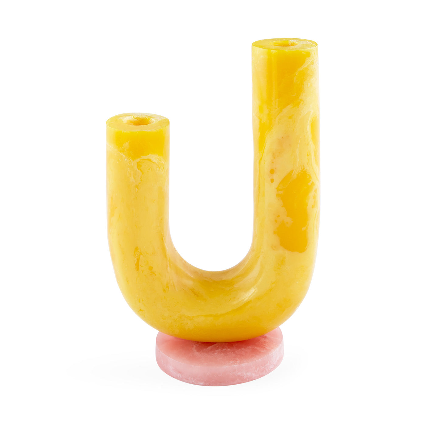 mustique double tube vase yellow red acrylic - front view