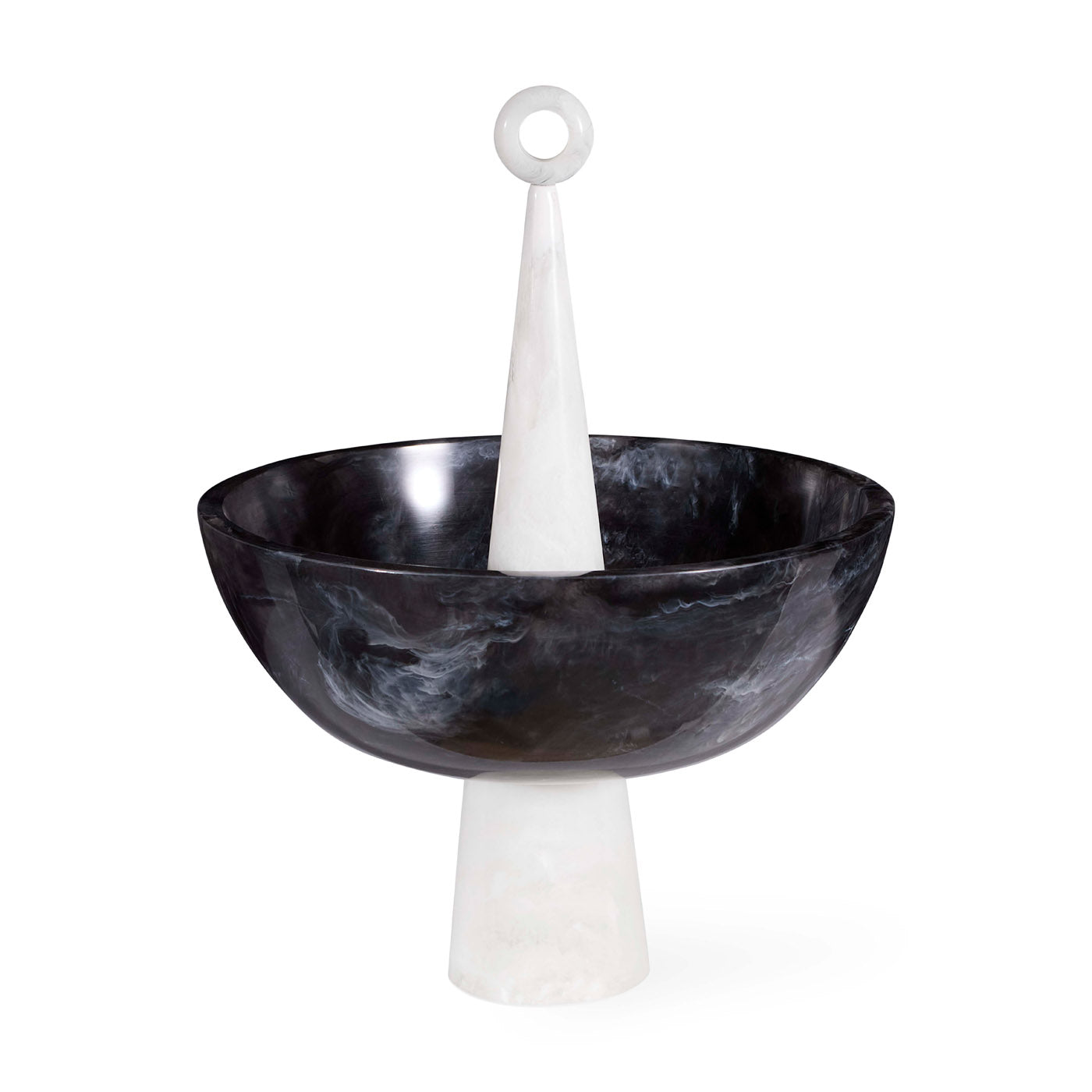 Mustique Black & White Finial Bowl - angle view