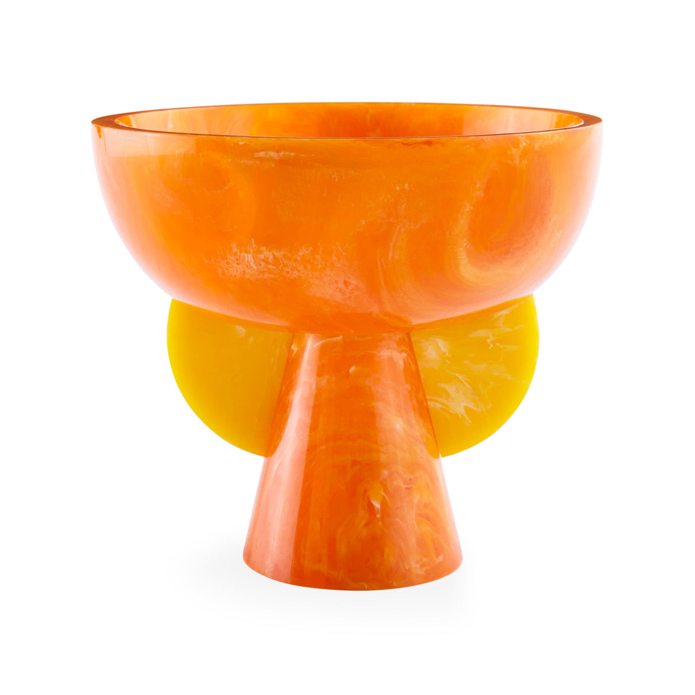 mustique pedestal bowl orange yellow acrylic - front view