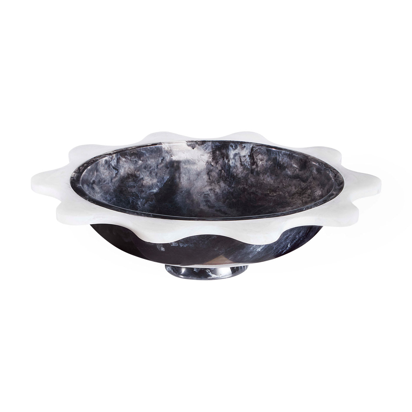 Mustique Black & White Ripple Bowl - front view