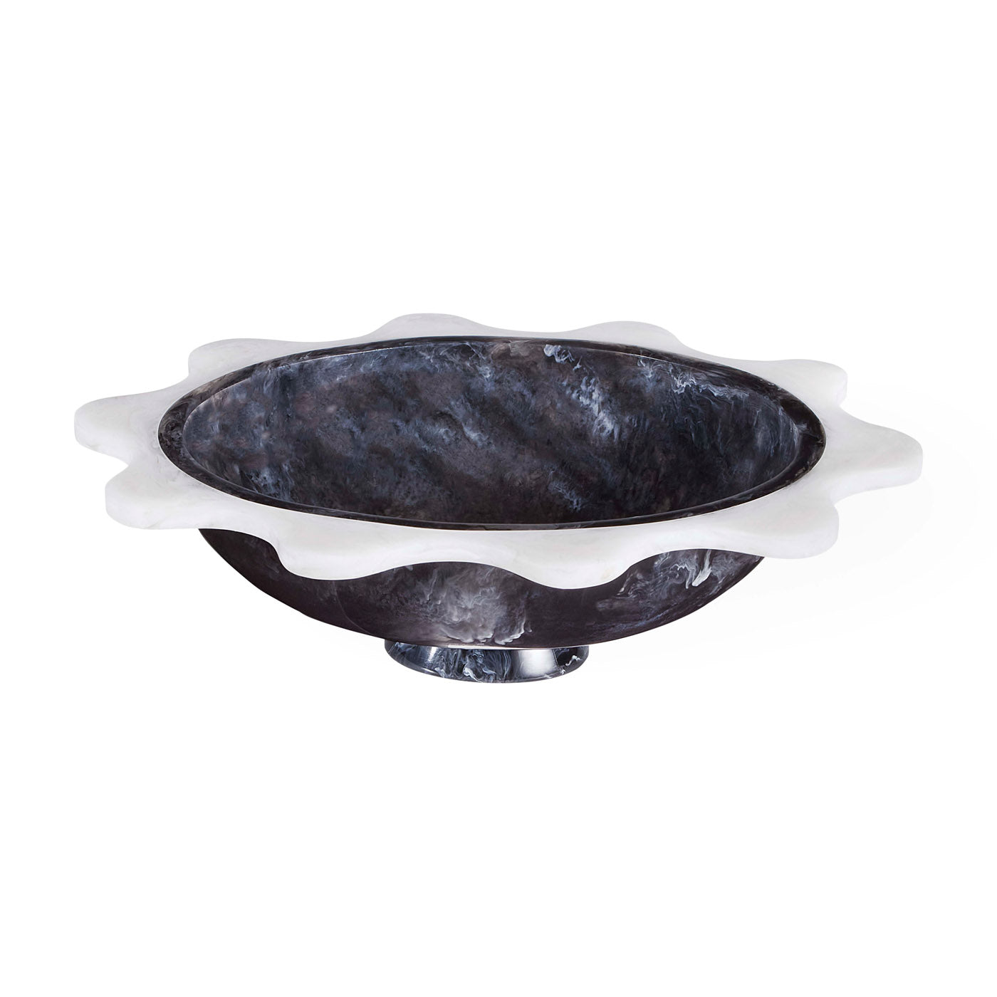 Mustique Black & White Ripple Bowl - angle view
