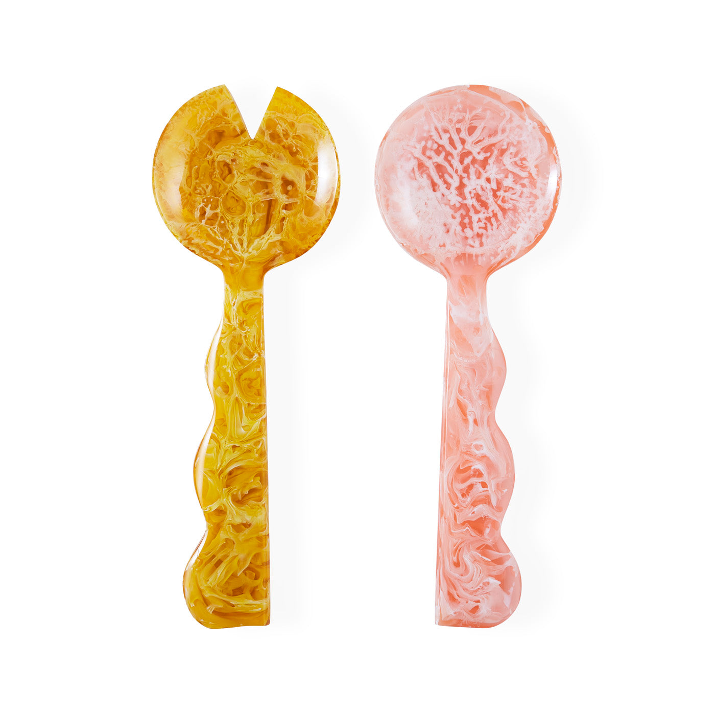 mustique ripple salad serving set orange pink acrylic - styled view
