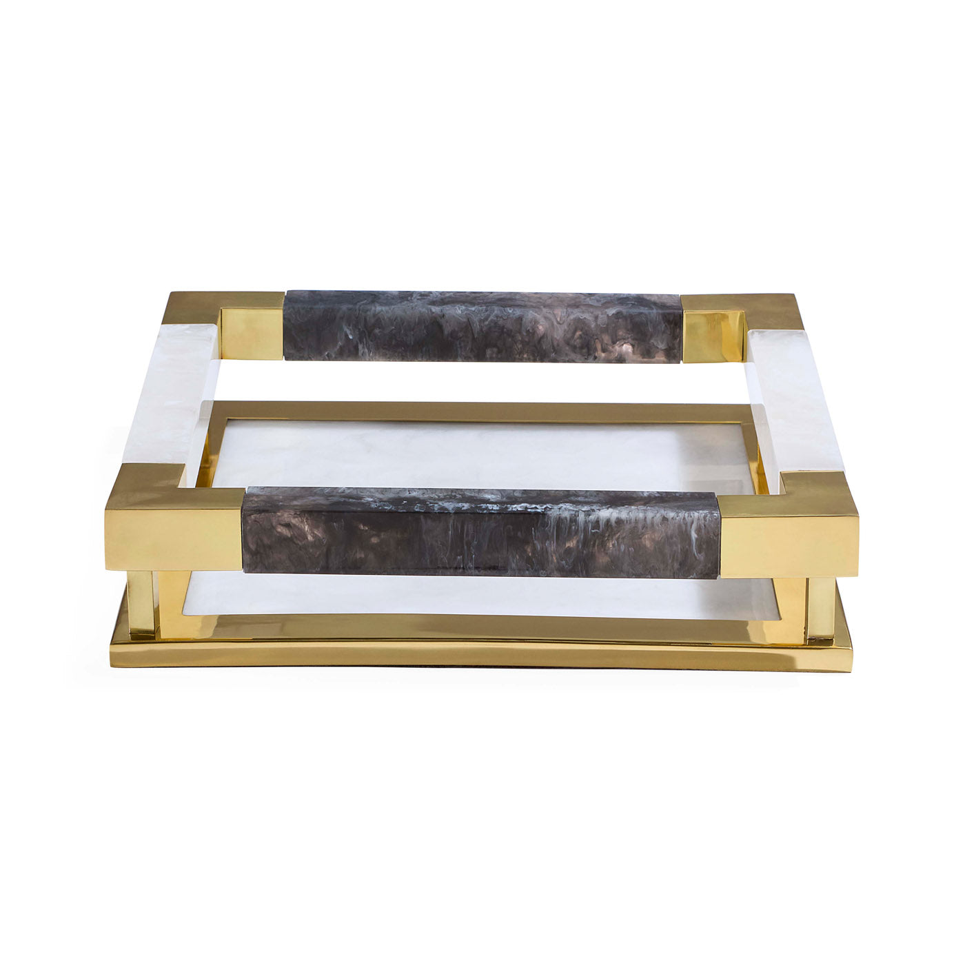 Mustique Black & White Square Tray - front view