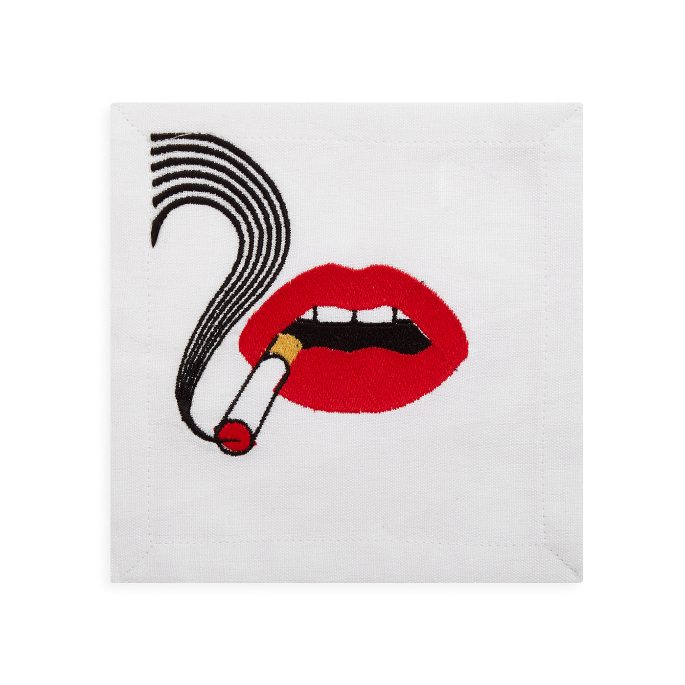 lips cocktail napkins cotton linen red black - view 3