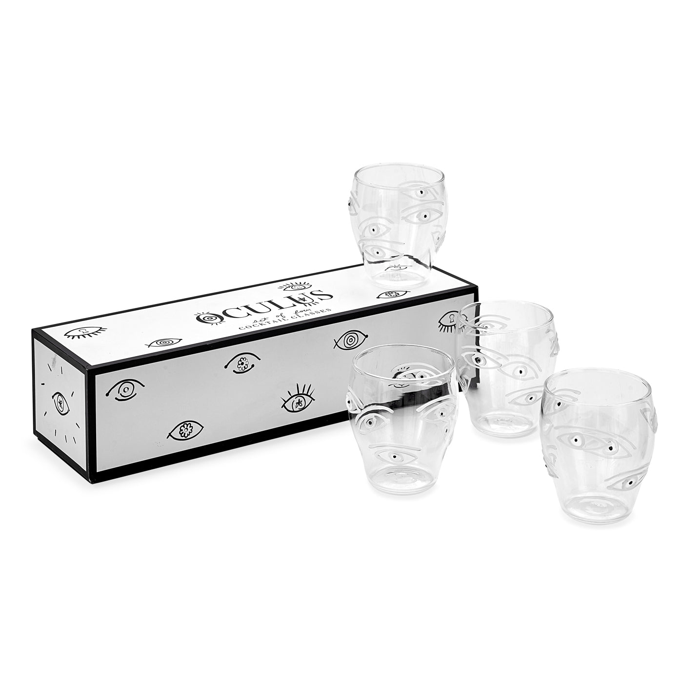 oculus glassware set with box - angle view