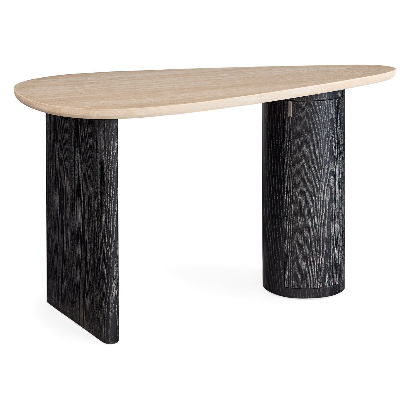 Oeuf Travertine Desk from side view