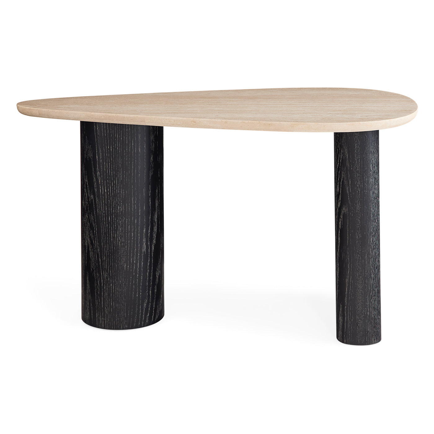 Oeuf Travertine Desk - angle view