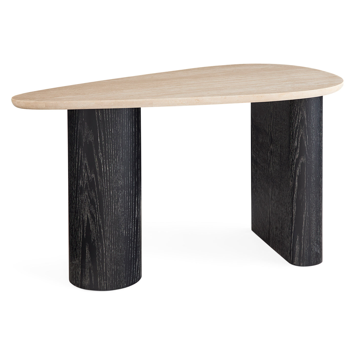 Oeuf Travertine Desk - back angle view