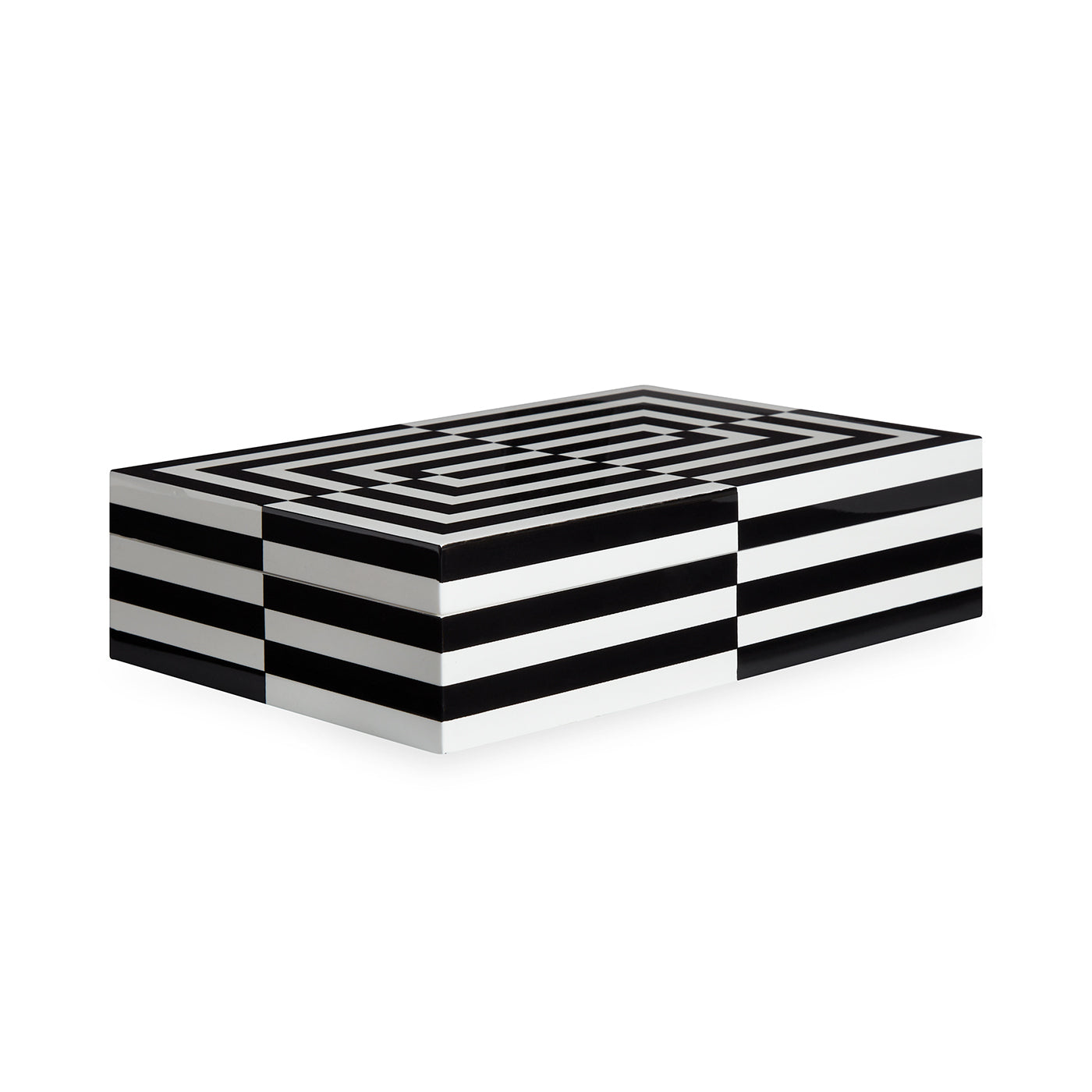 op art lacquer box large black white - angle view