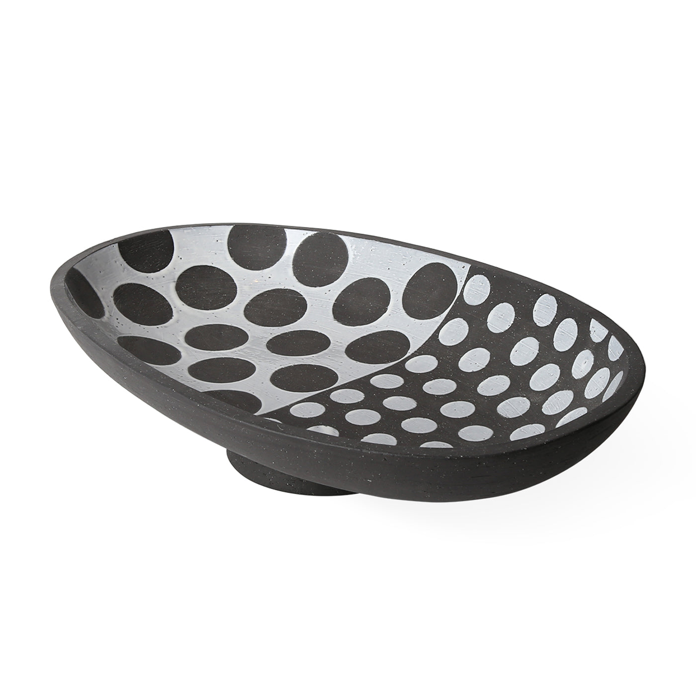 palm springs oblong bowl stoneware black and white - angle view 1